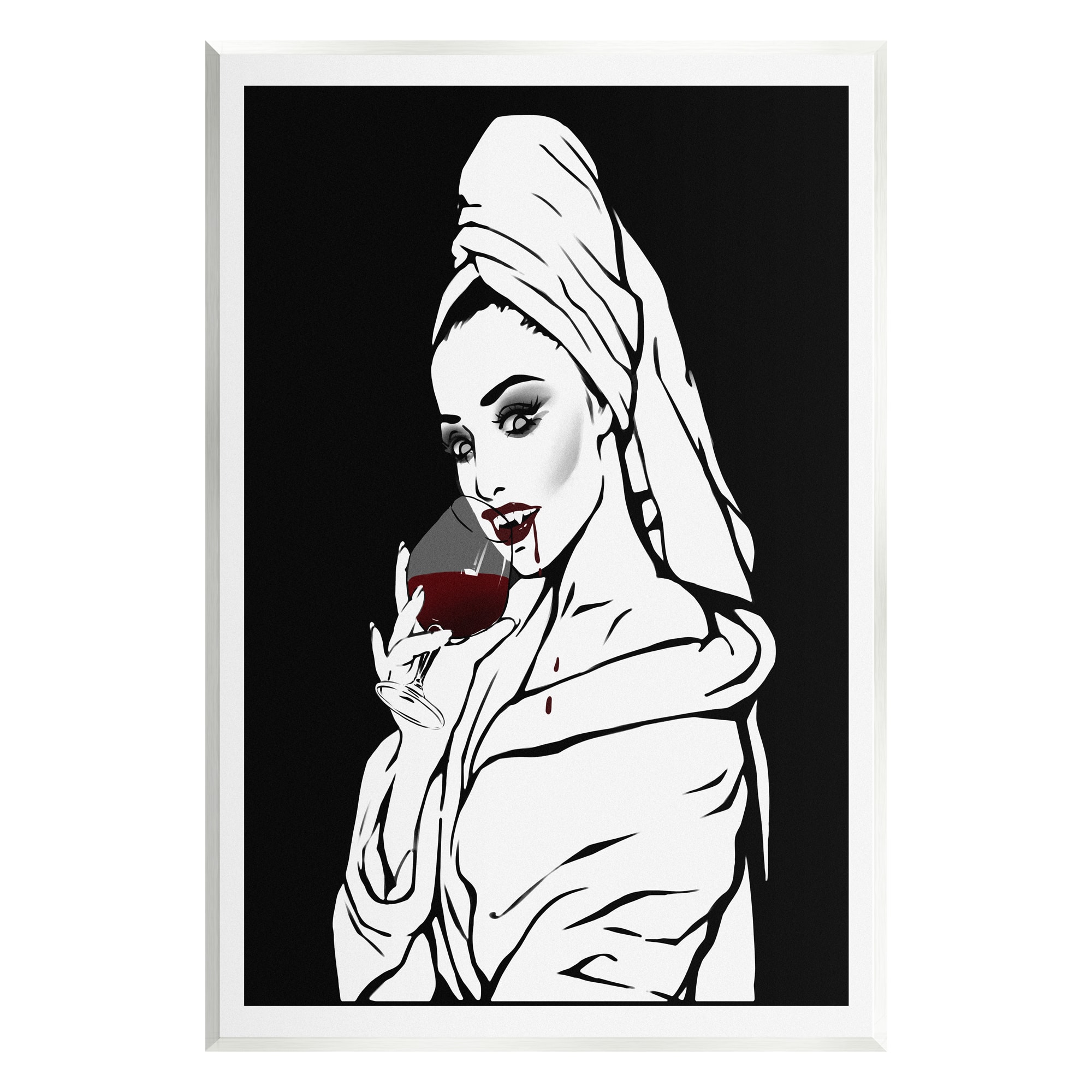 Stupell Industries Vampire Wine Glass Glam Woman Wall Plaque Art