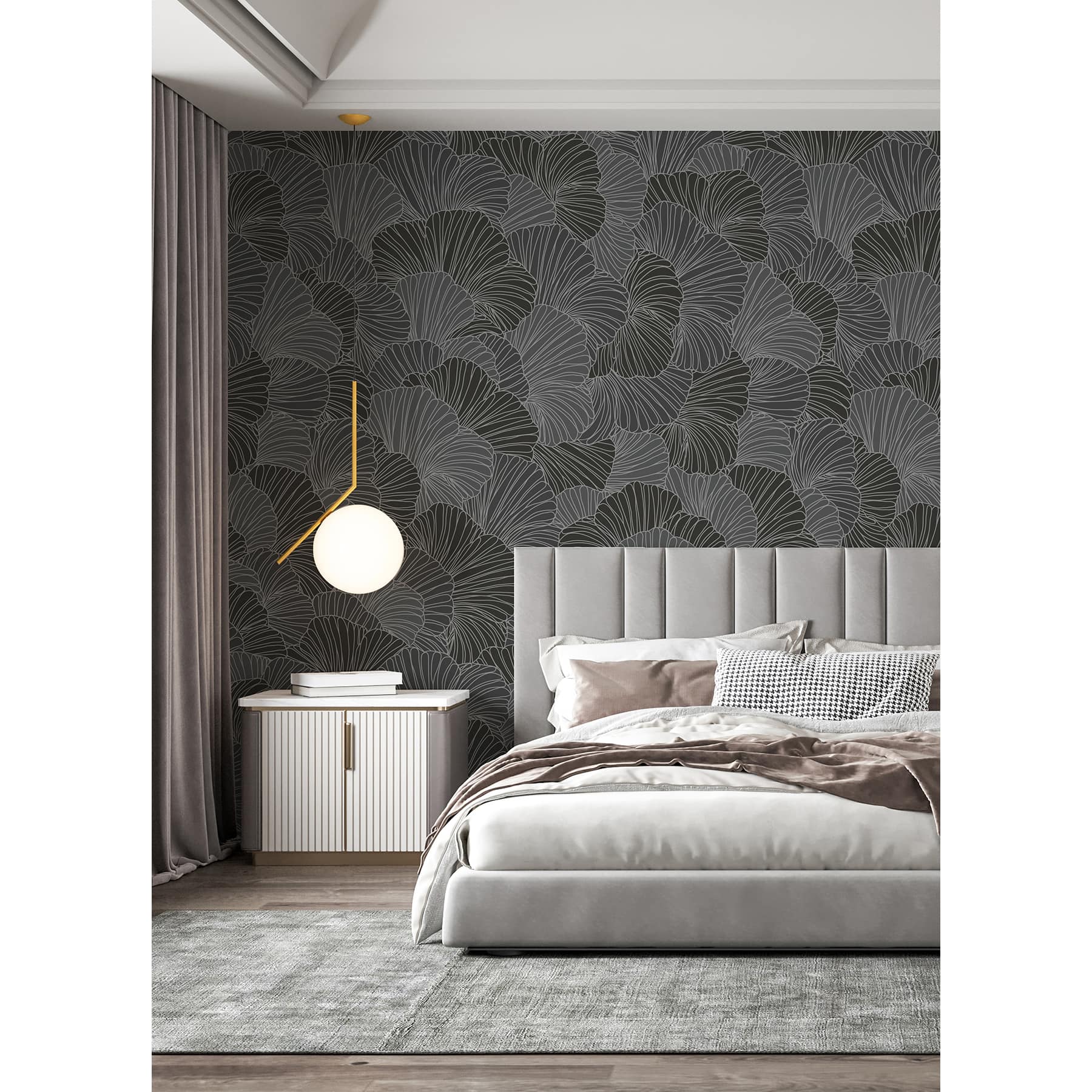 Katie Hunt Charcoal Gray Petals Wall Mural