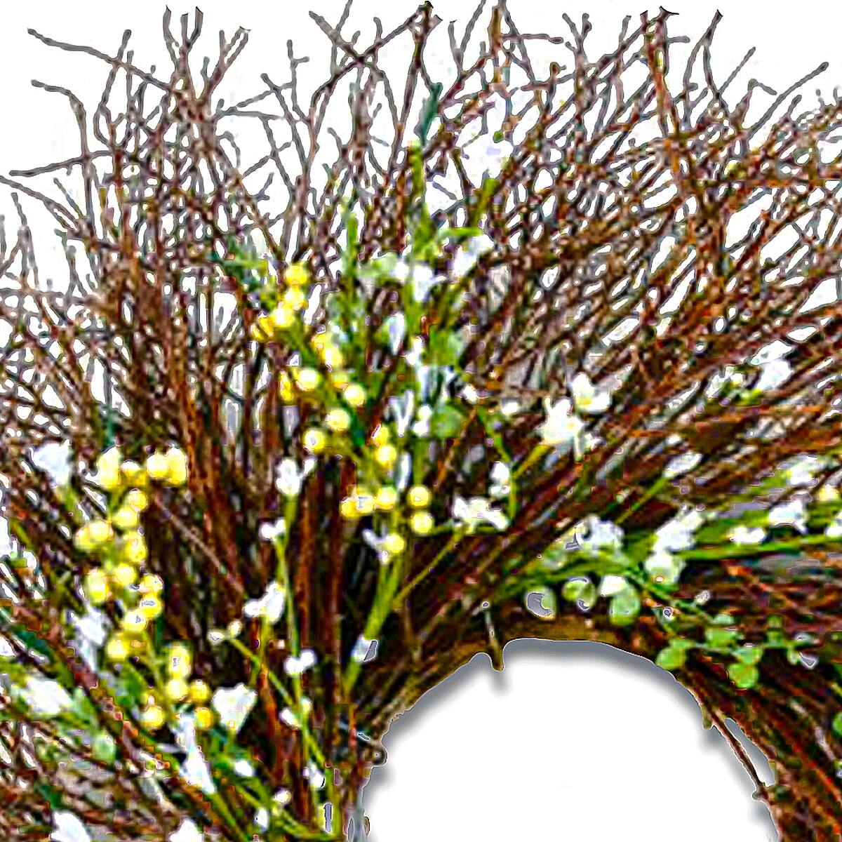 24&#x22; Spring White &#x26; Cream Forsythia Wreath