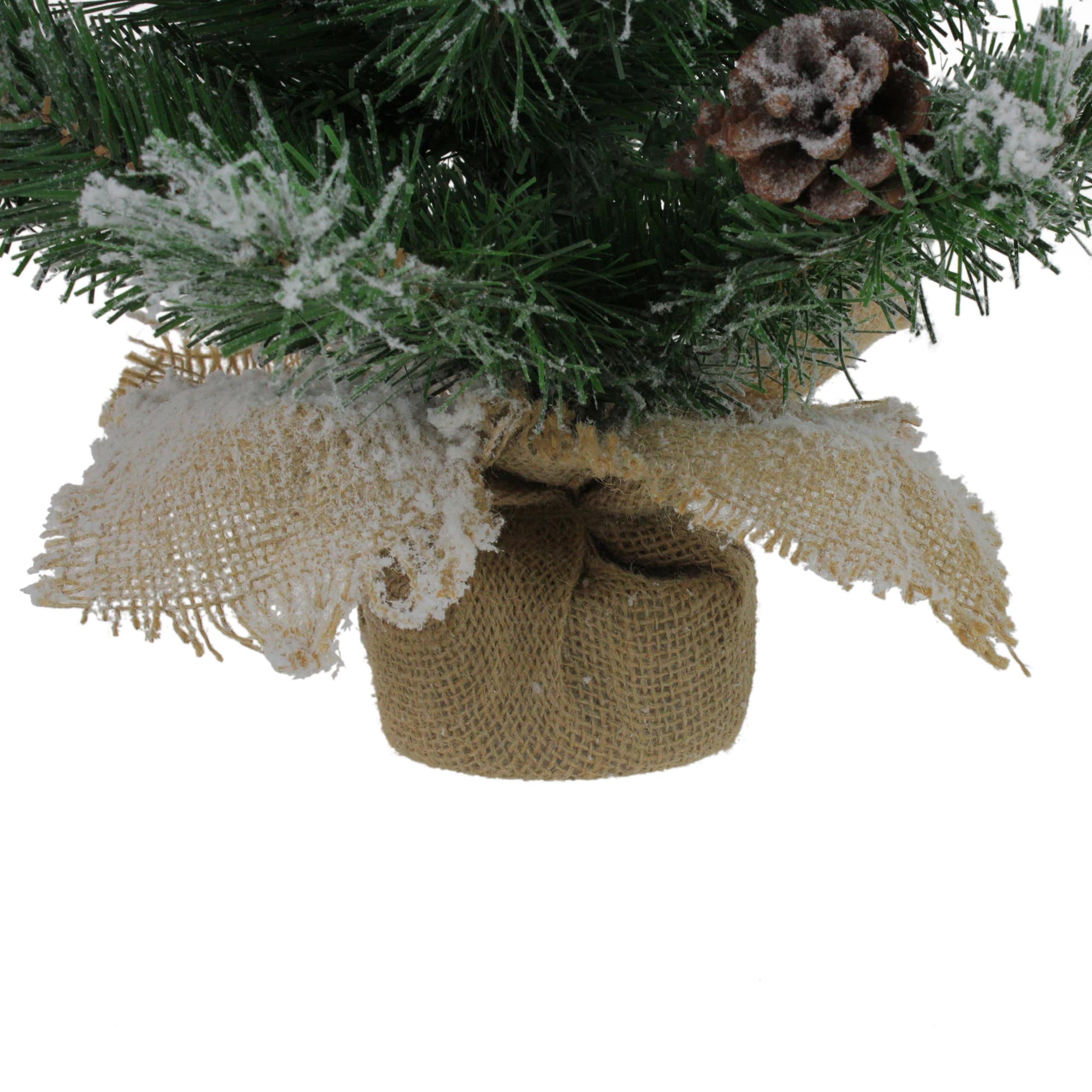 24&#x22; Unlit Flocked Pine Artificial Christmas Tree in Burlap Base