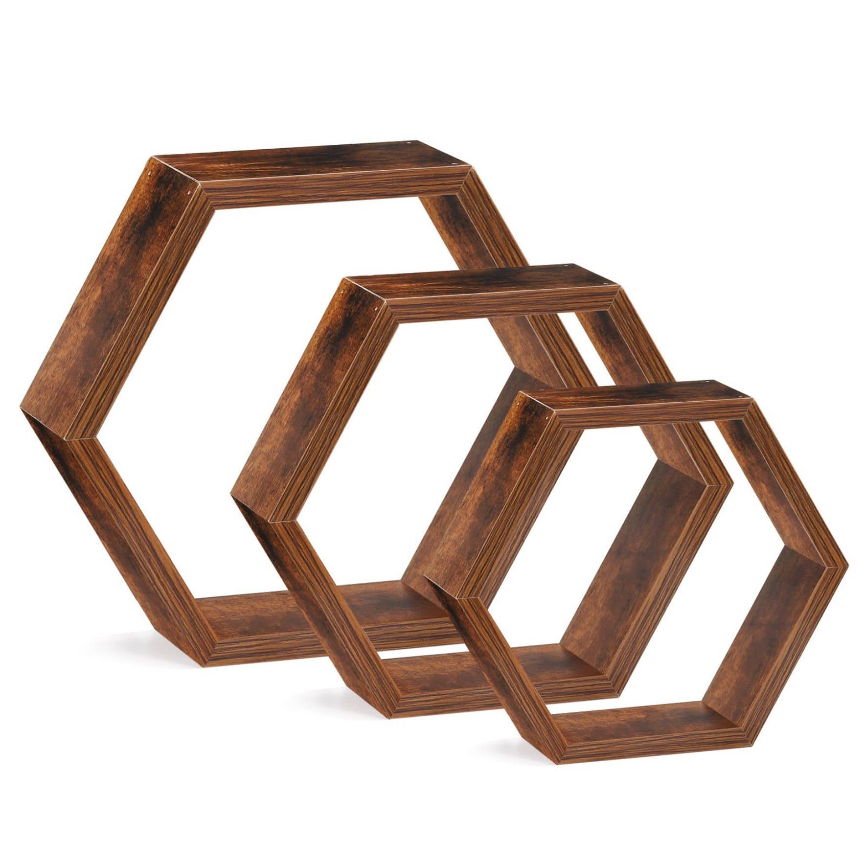 NEX™ Burnt Brown Wood Floating Shelf Set