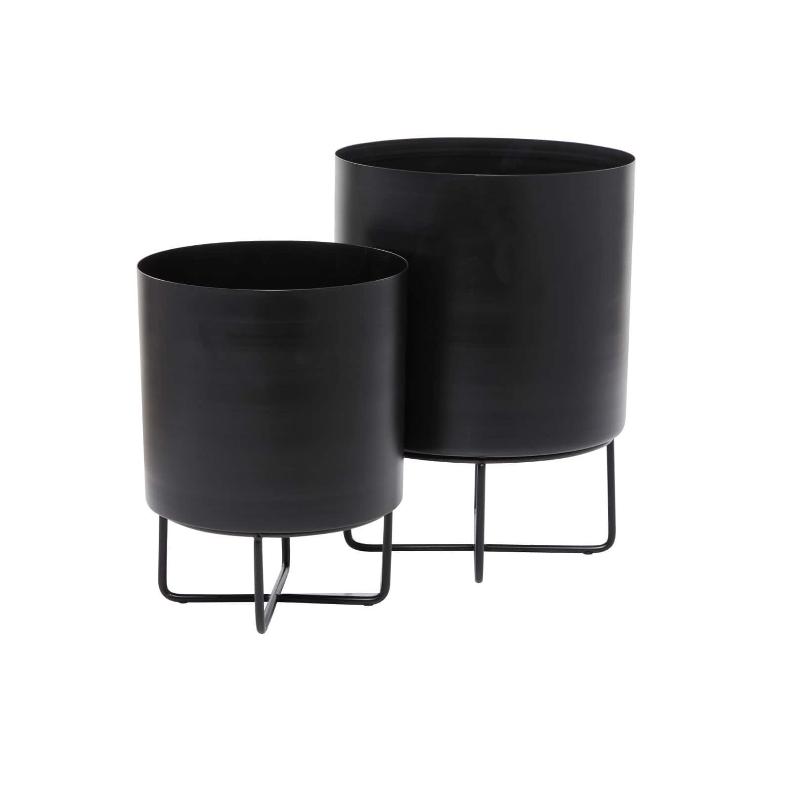 Black Modern Planter, Set of 2