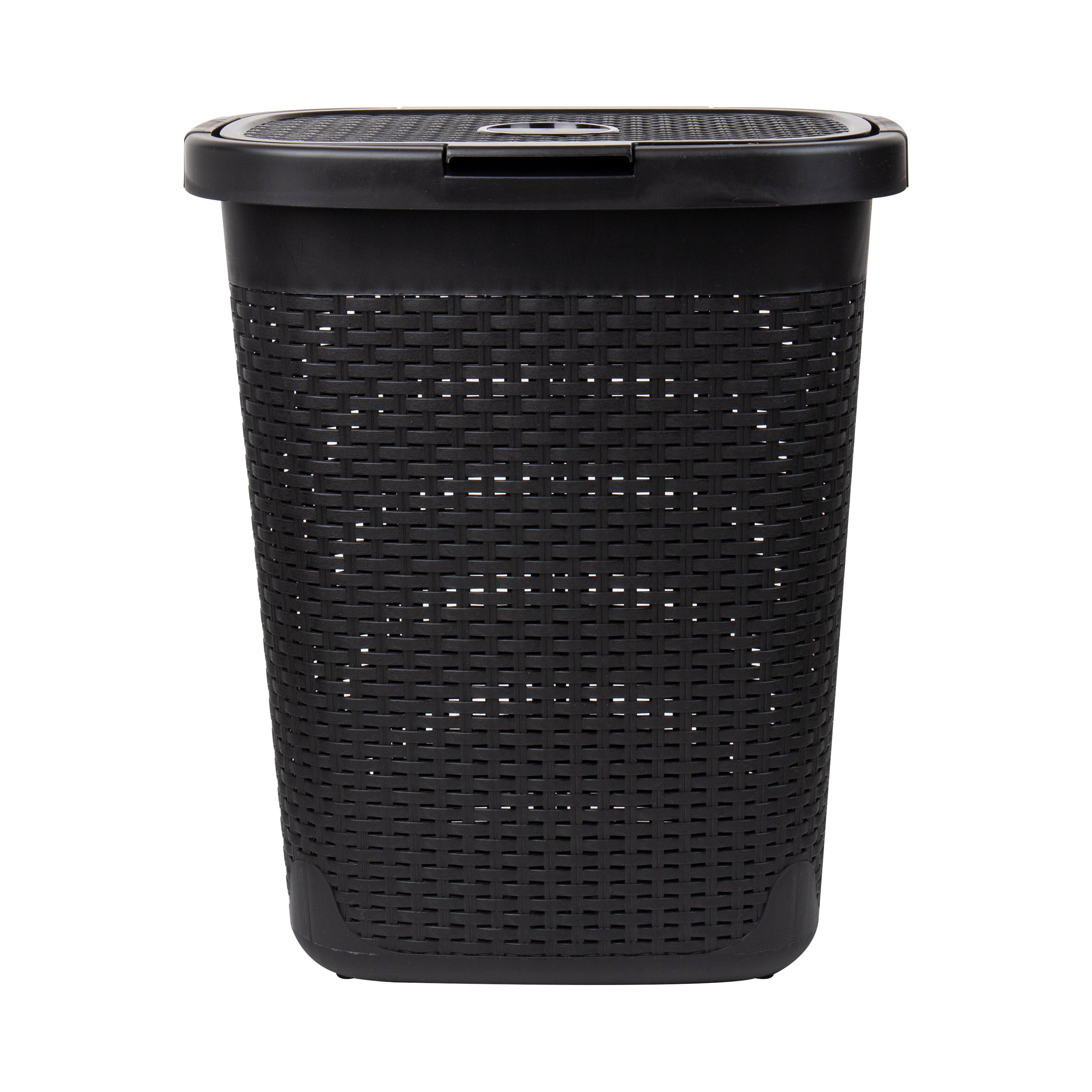 Mind Reader 21" Plastic Wicker Design Laundry Hamper