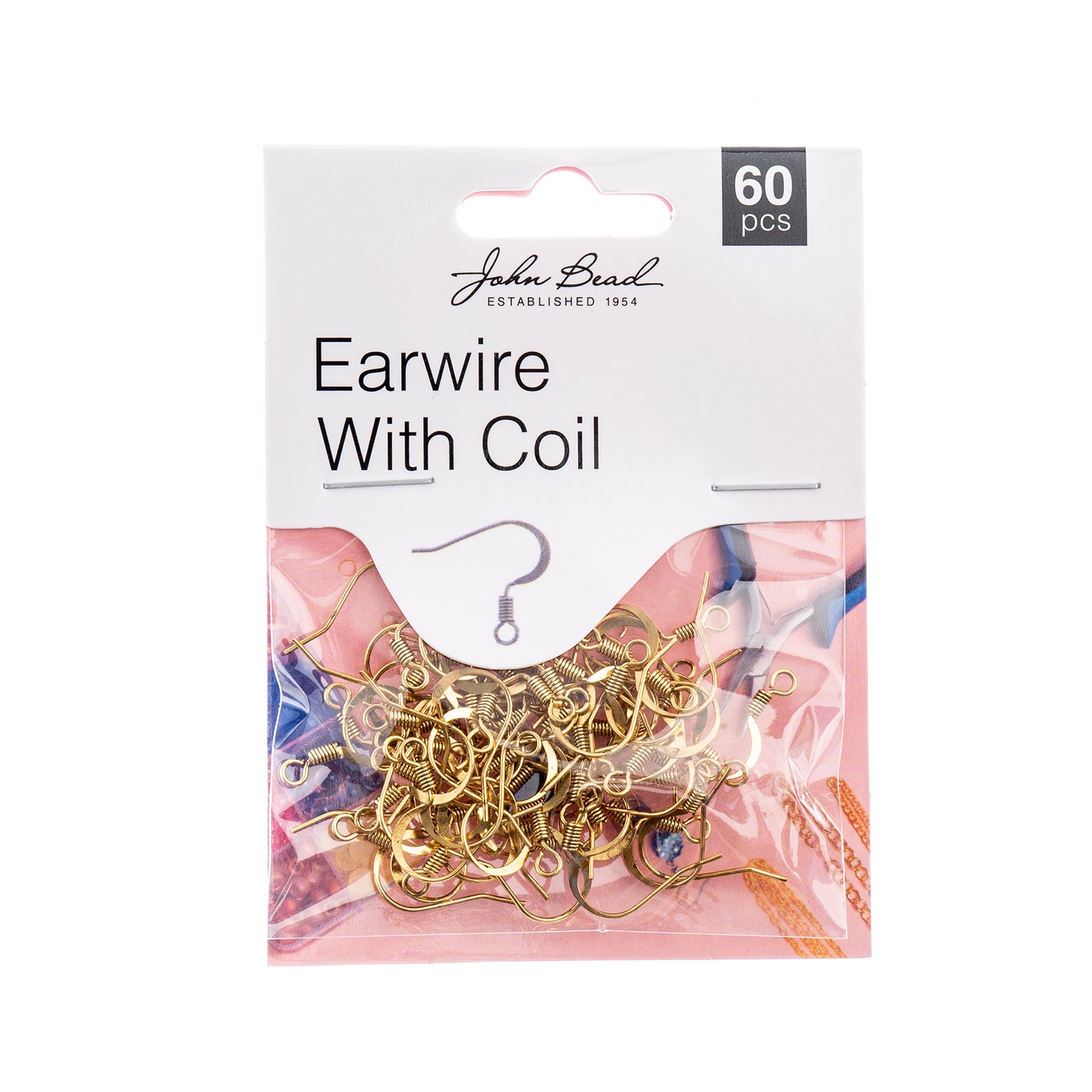 John Bead Must Have Findings 18mm Earwire with Coil, 60ct.