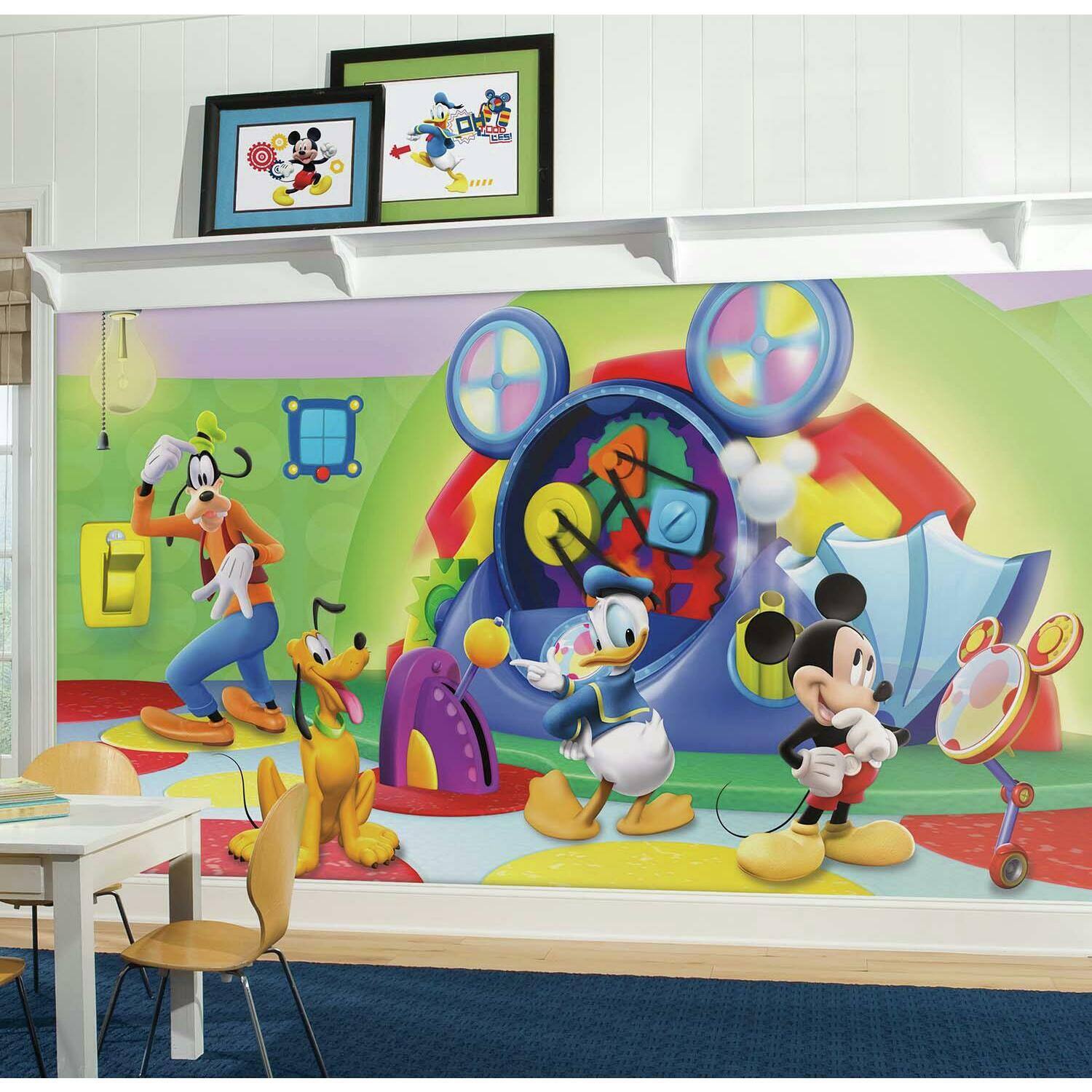 Mickey Clubhouse Capers Chair Rail Prepasted Mural