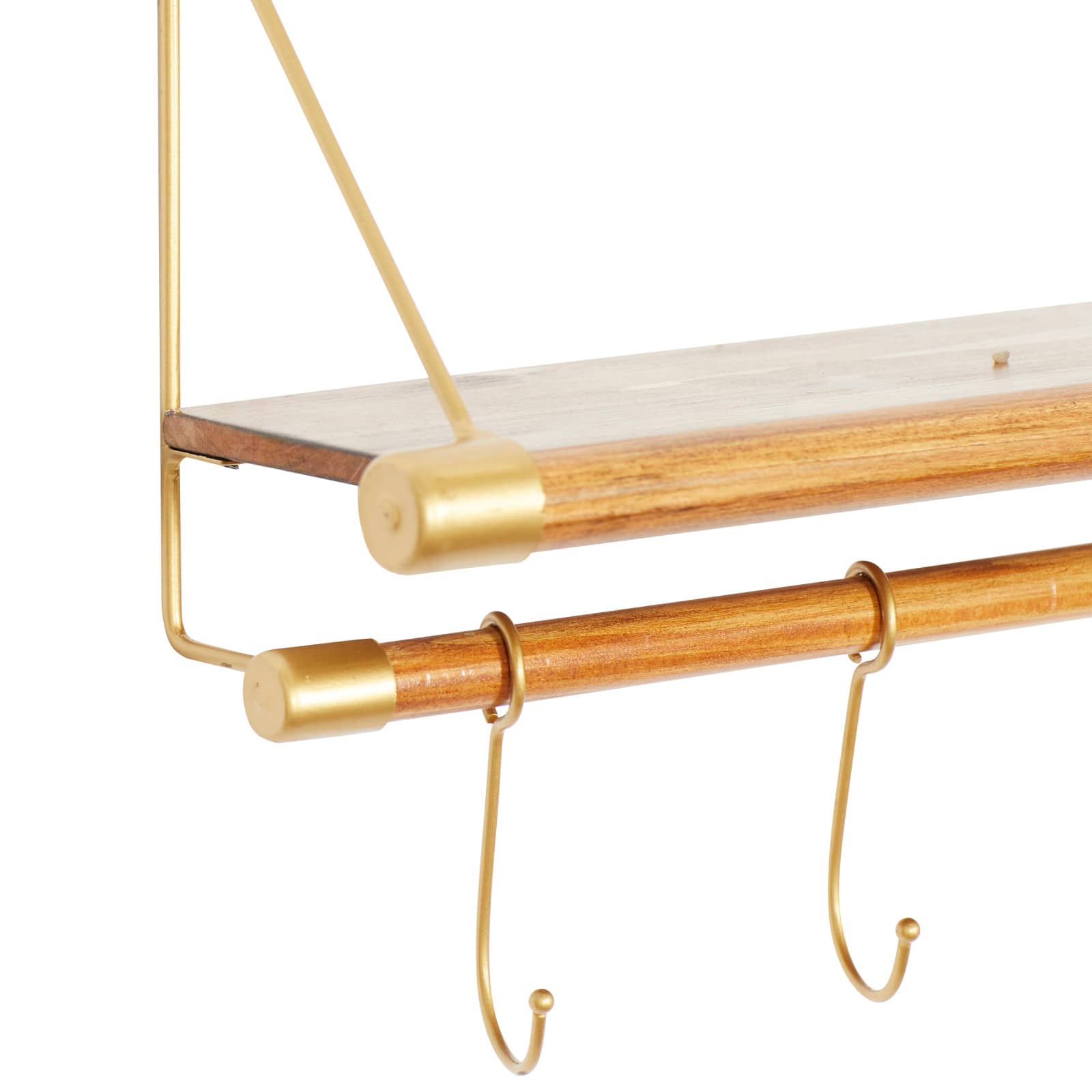 Gold Wood Contemporary Wall Hook, 14" x 23" x 6"