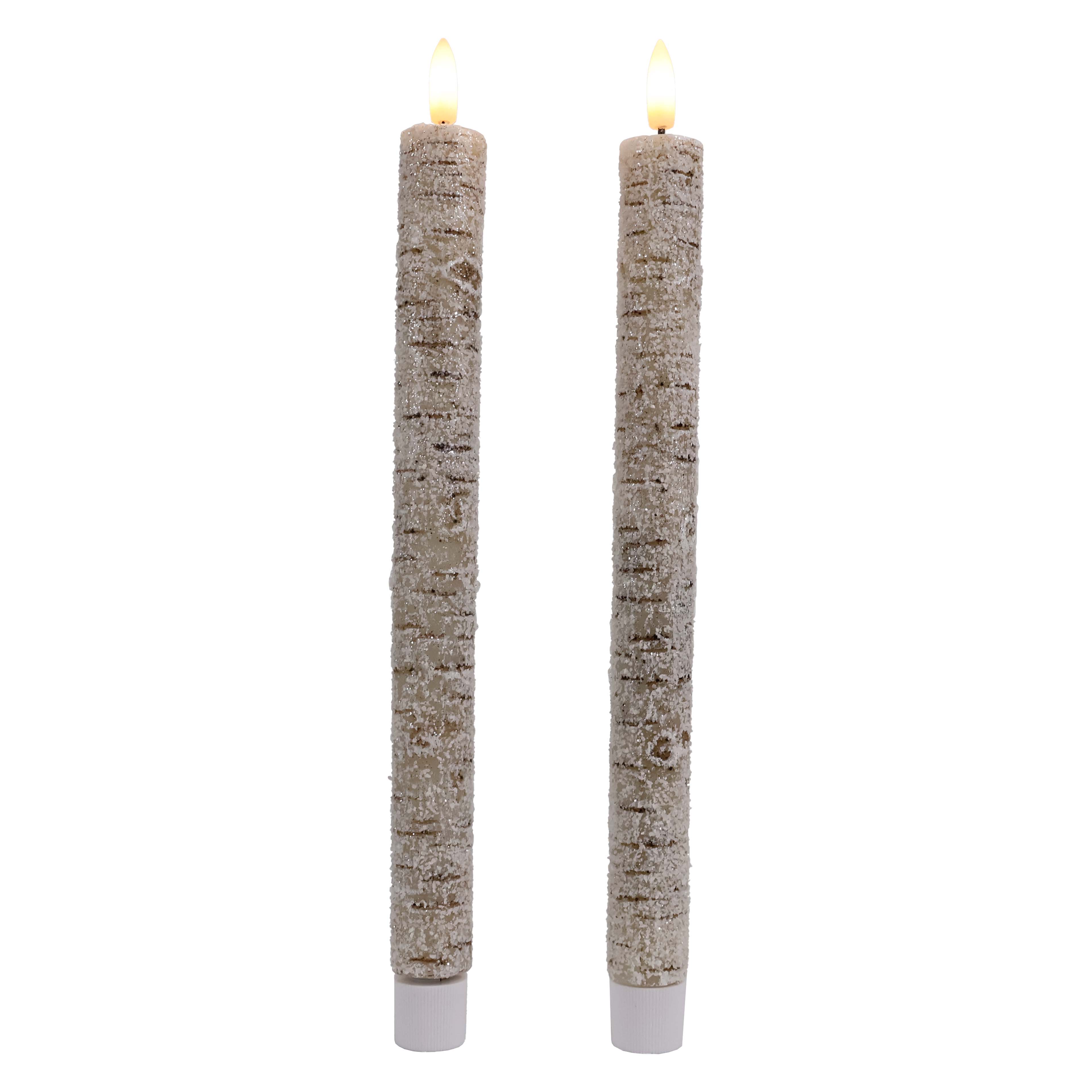 10.5&#x22; Frosted Birch LED Wax Taper Candles, 2ct. by Ashland&#xAE;