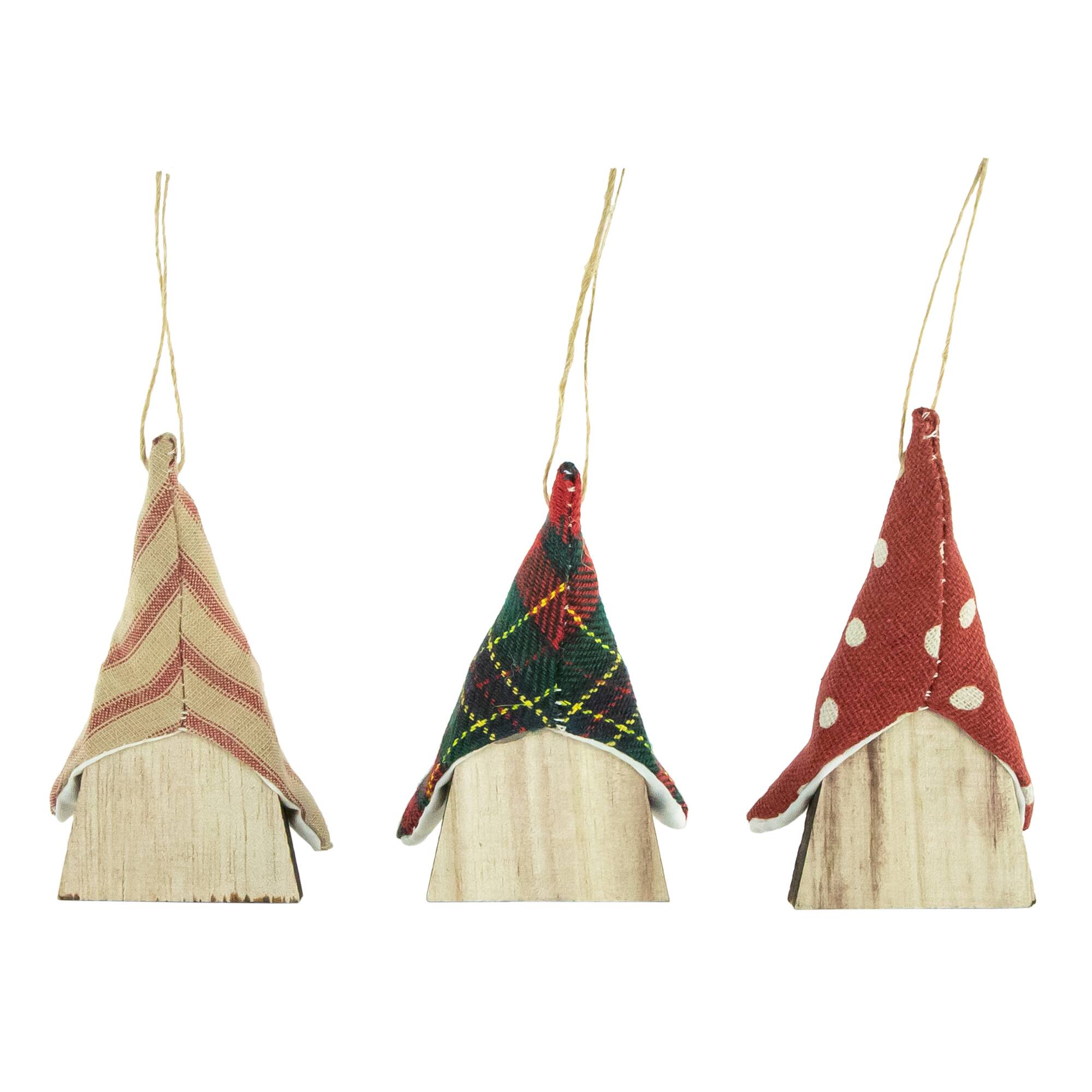Set of 3 Wooden Gnomes Christmas Ornaments 4&#x22;