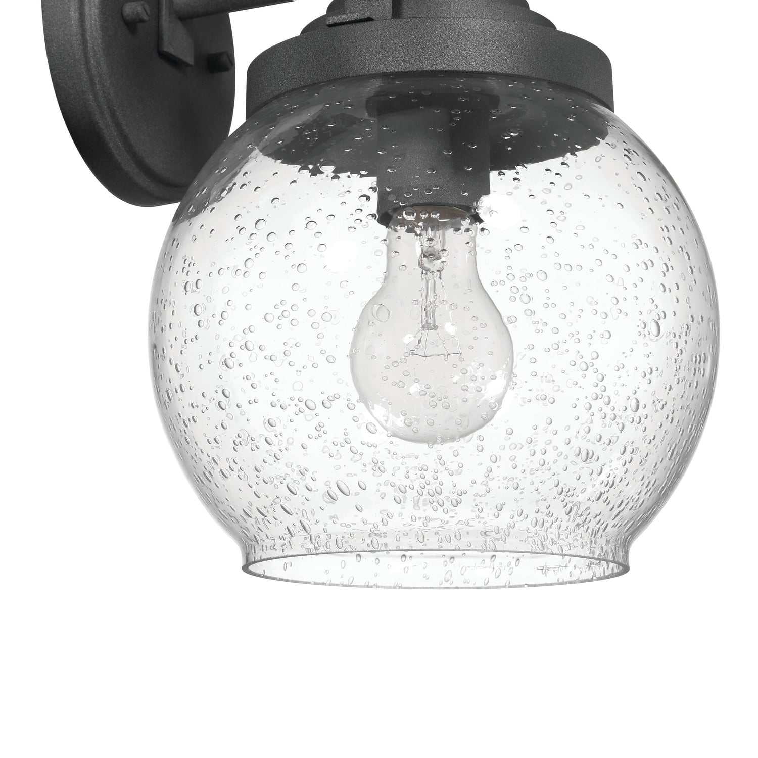 Bertram Distressed Zinc Industrial Lantern Seedy Glass Globe &#x26; Metal Wall Mounted Outdoor Light