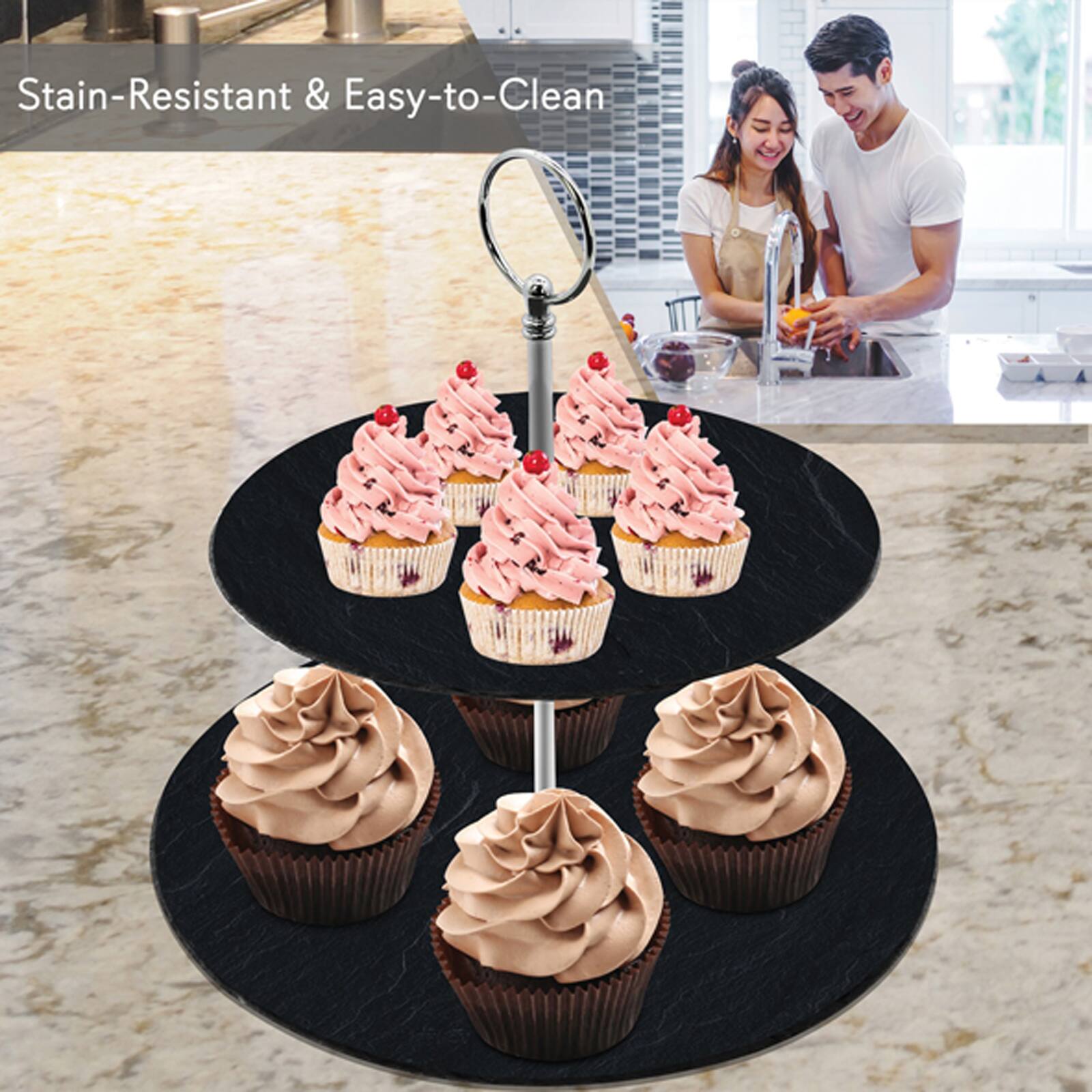 Nutrichef 2-Tier Cake Stand Tower Tray
