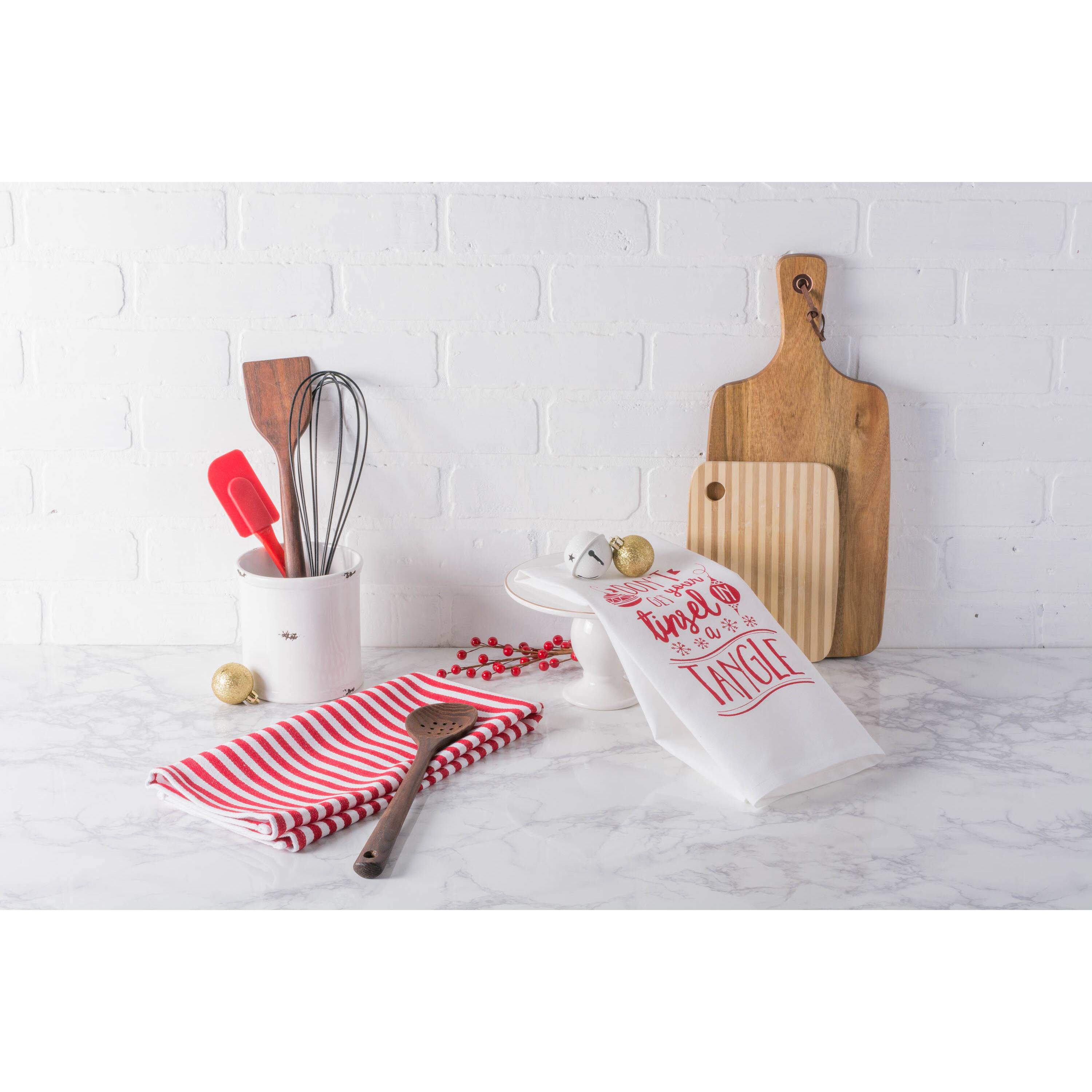 DII® Assorted Tinsel In A Tangle Holiday Printed Dishtowel Set