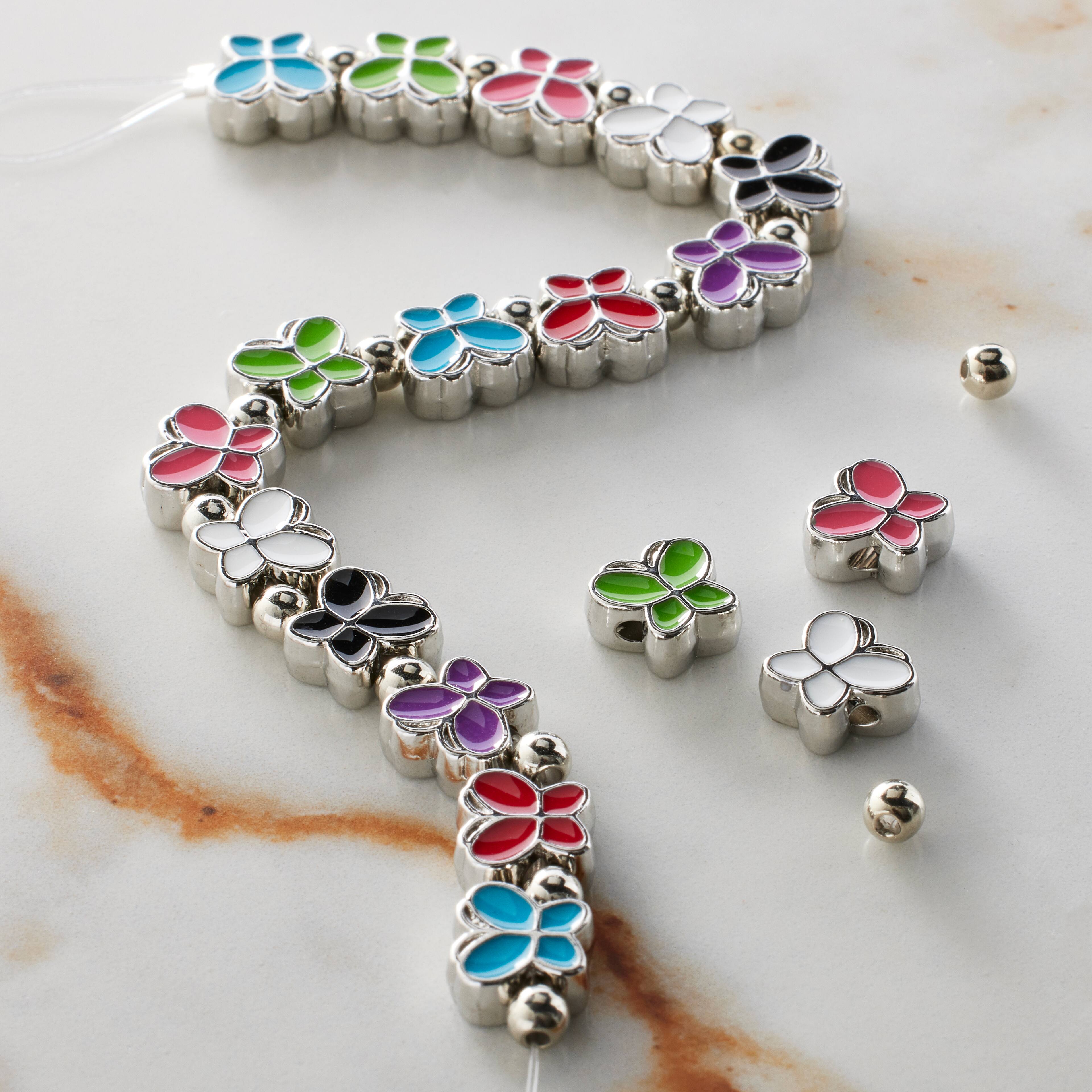 12 Packs: 18 ct. (216 total) Multicolor Enamel Metal Butterfly Beads, 8mm by Bead Landing™