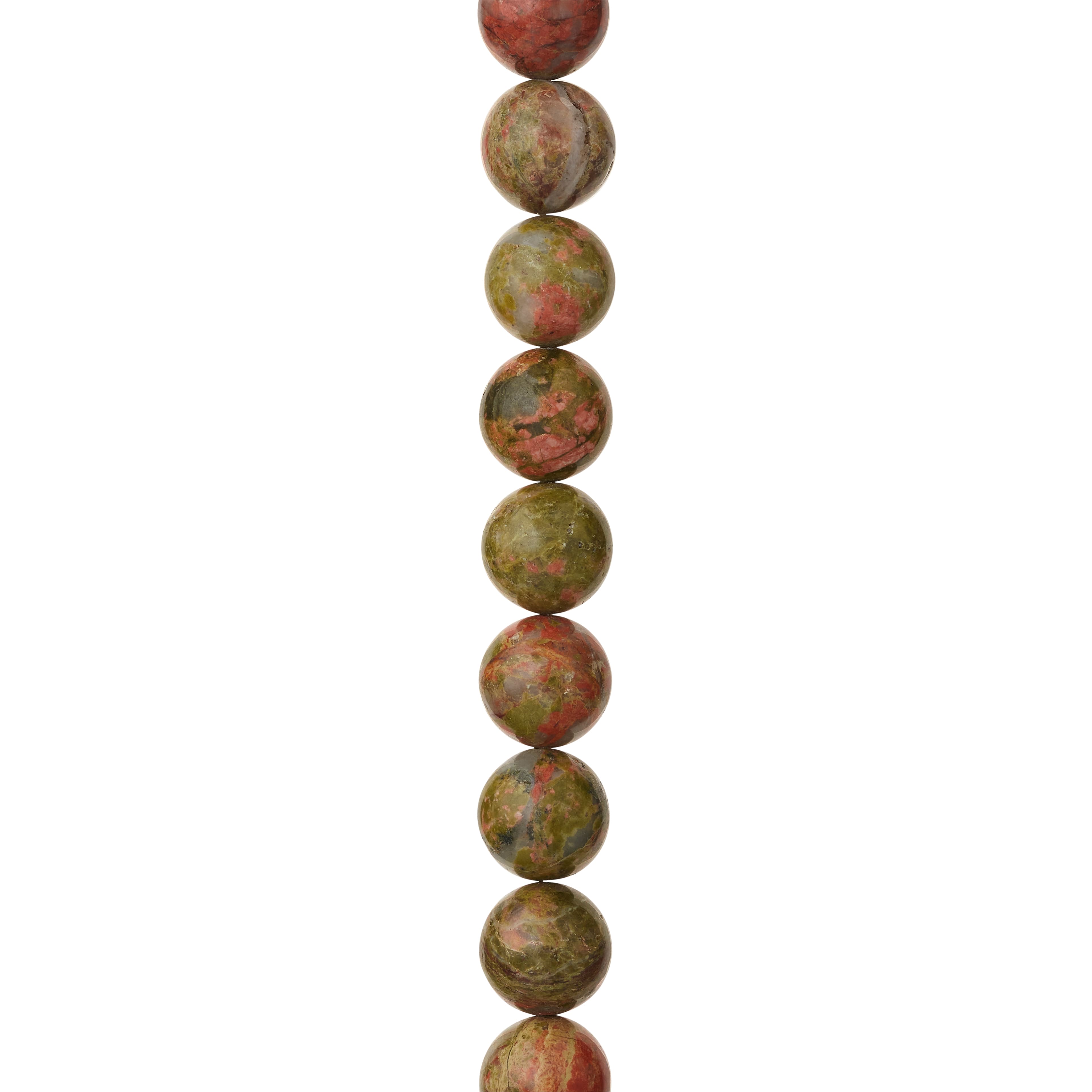 12 Pack:  Green Unakite Round Beads, 12mm by Bead Landing&#x2122;