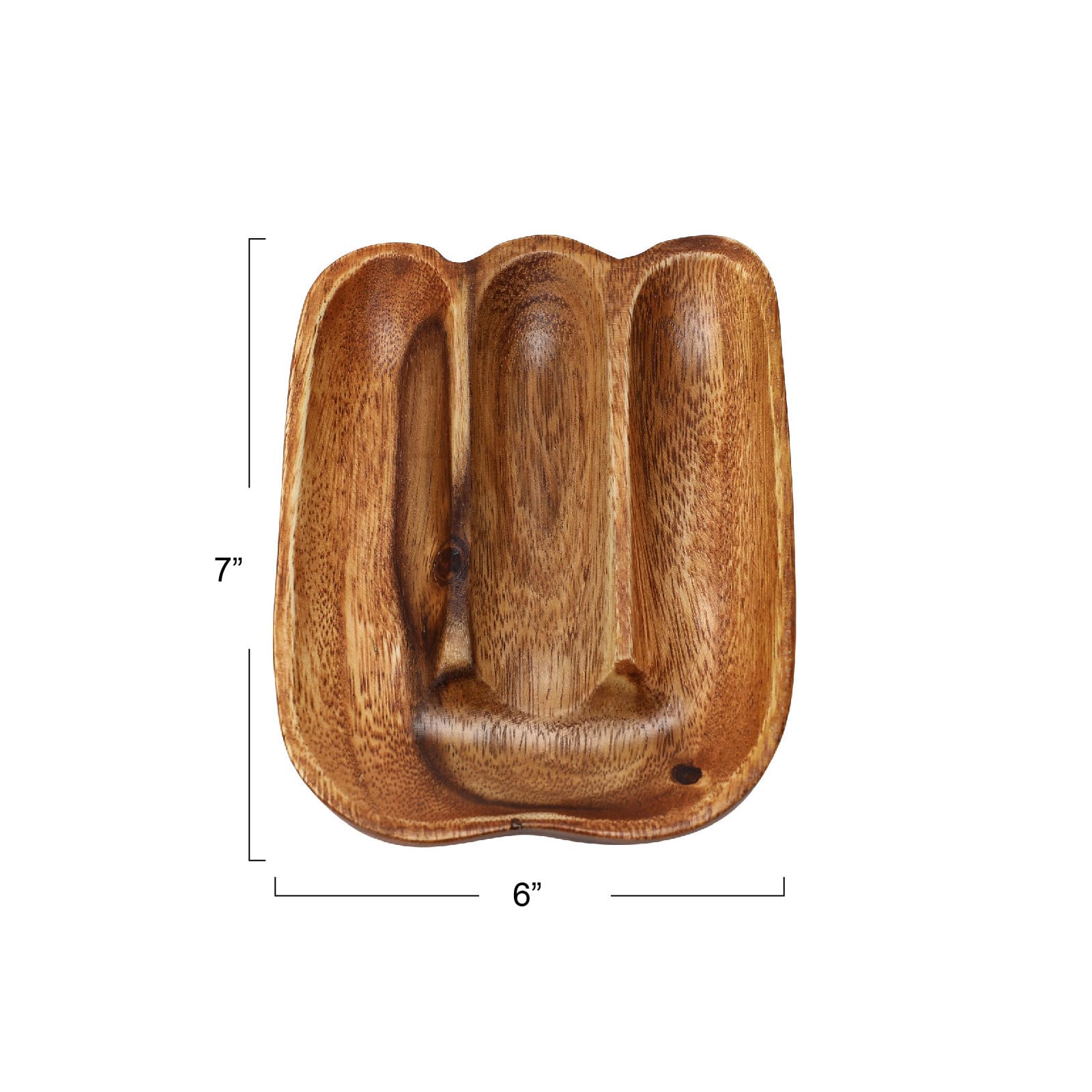 Hello Honey® 7" Natural Acacia Wood Divided Tray