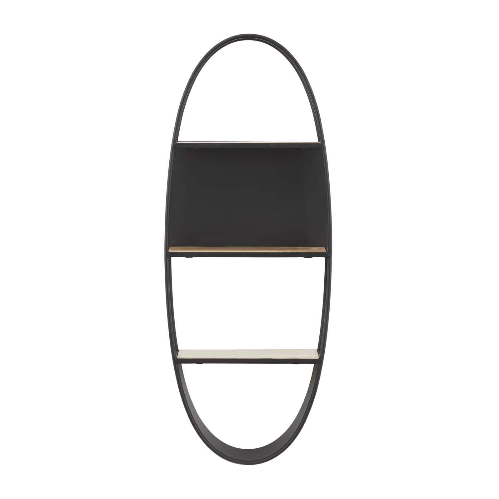 40&#x22; Black Contemporary Metal Wall Shelf
