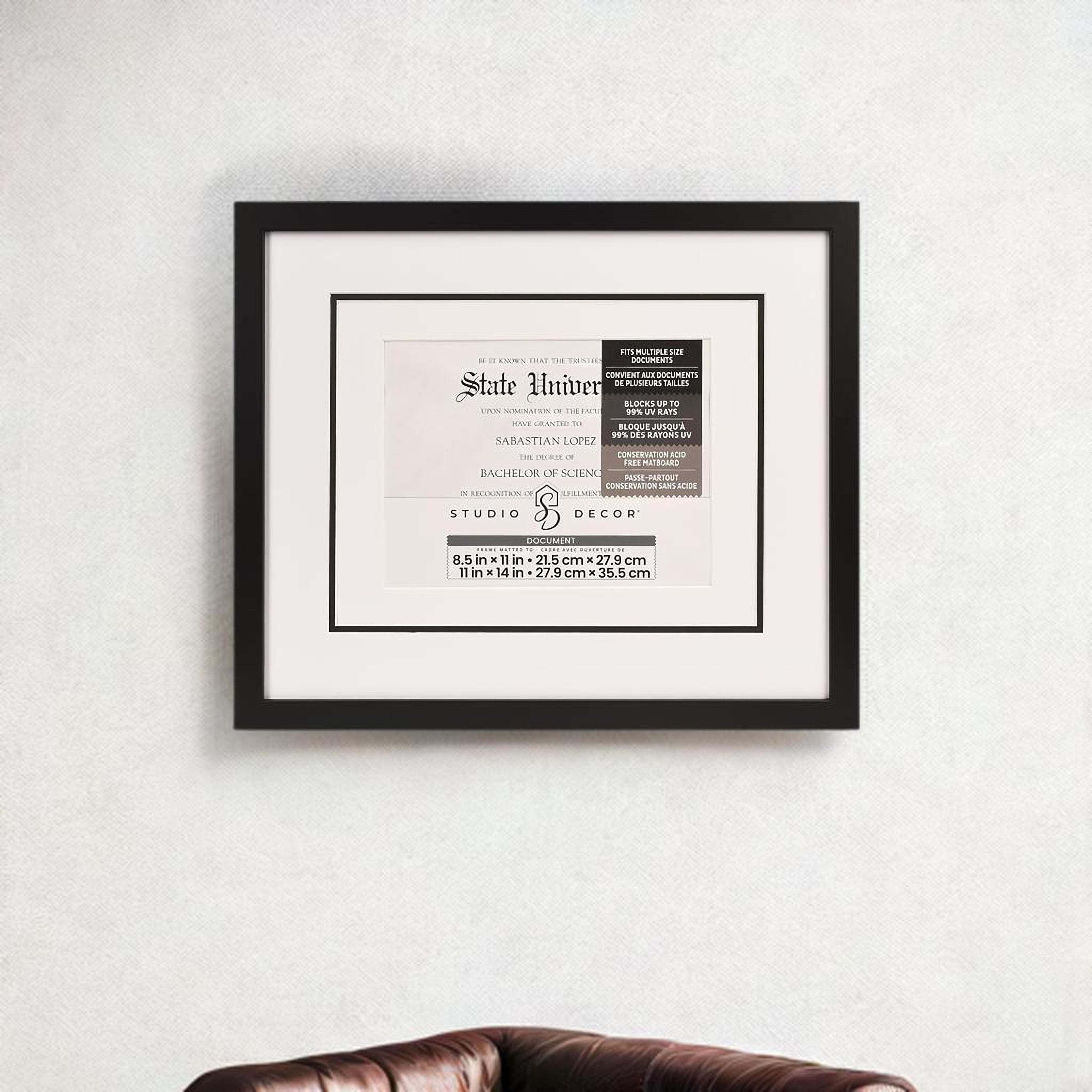 8.5" x 11" Black Document Frame with Triple Mat by Studio Décor®