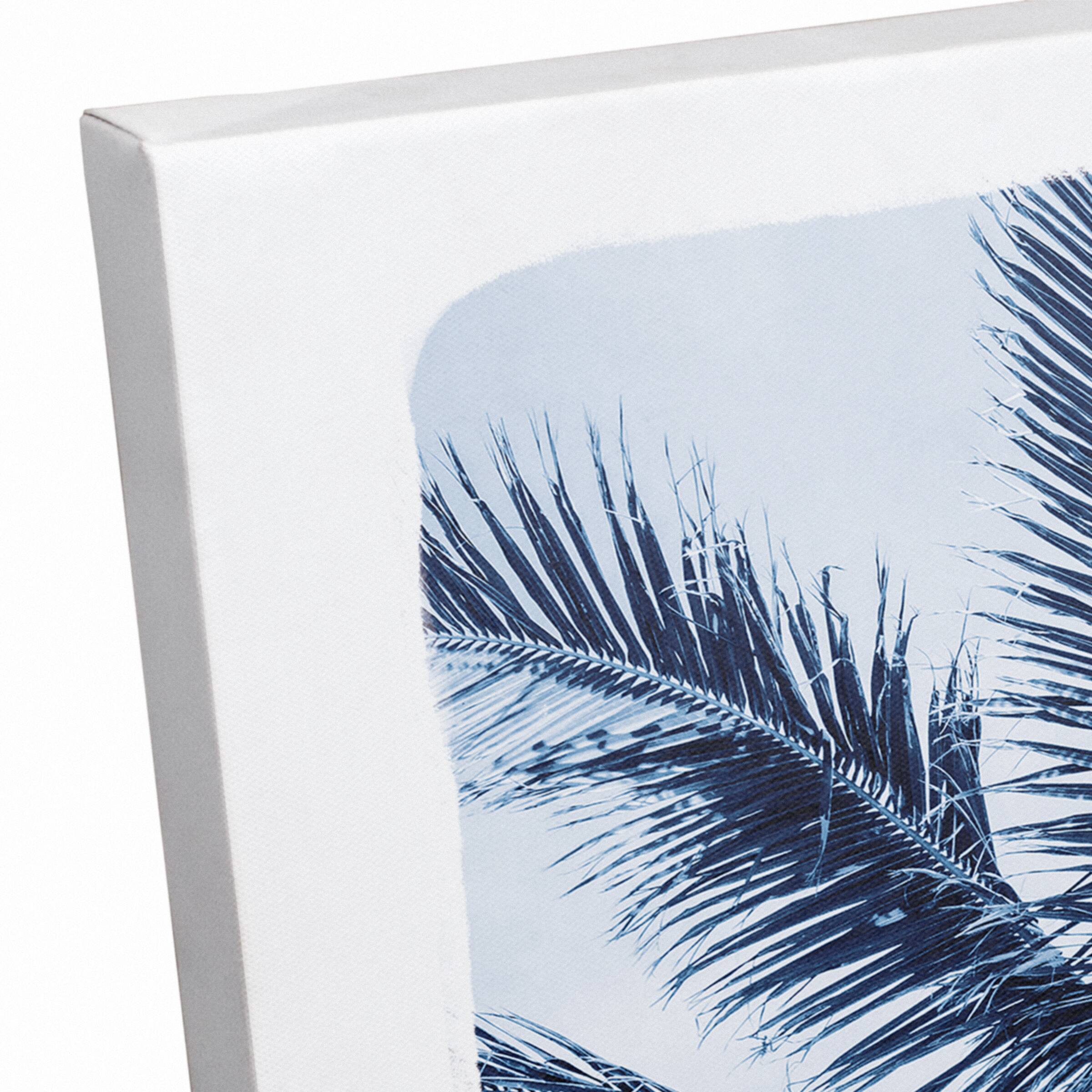 Navy Beach Palm Canvas Wall Art