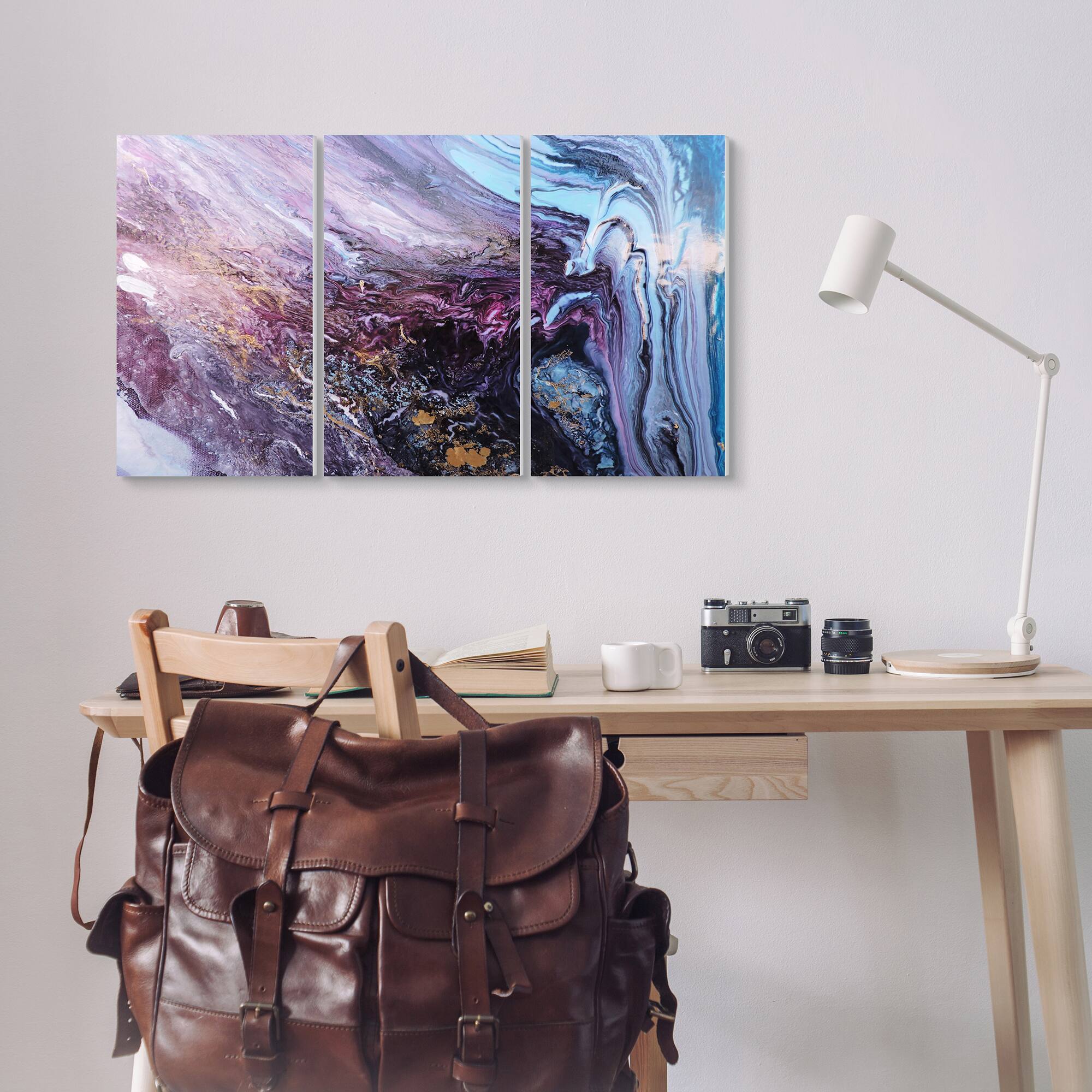 Stupell Industries Abstract Liquid Purple Blue Texture Painting,16" x 24"