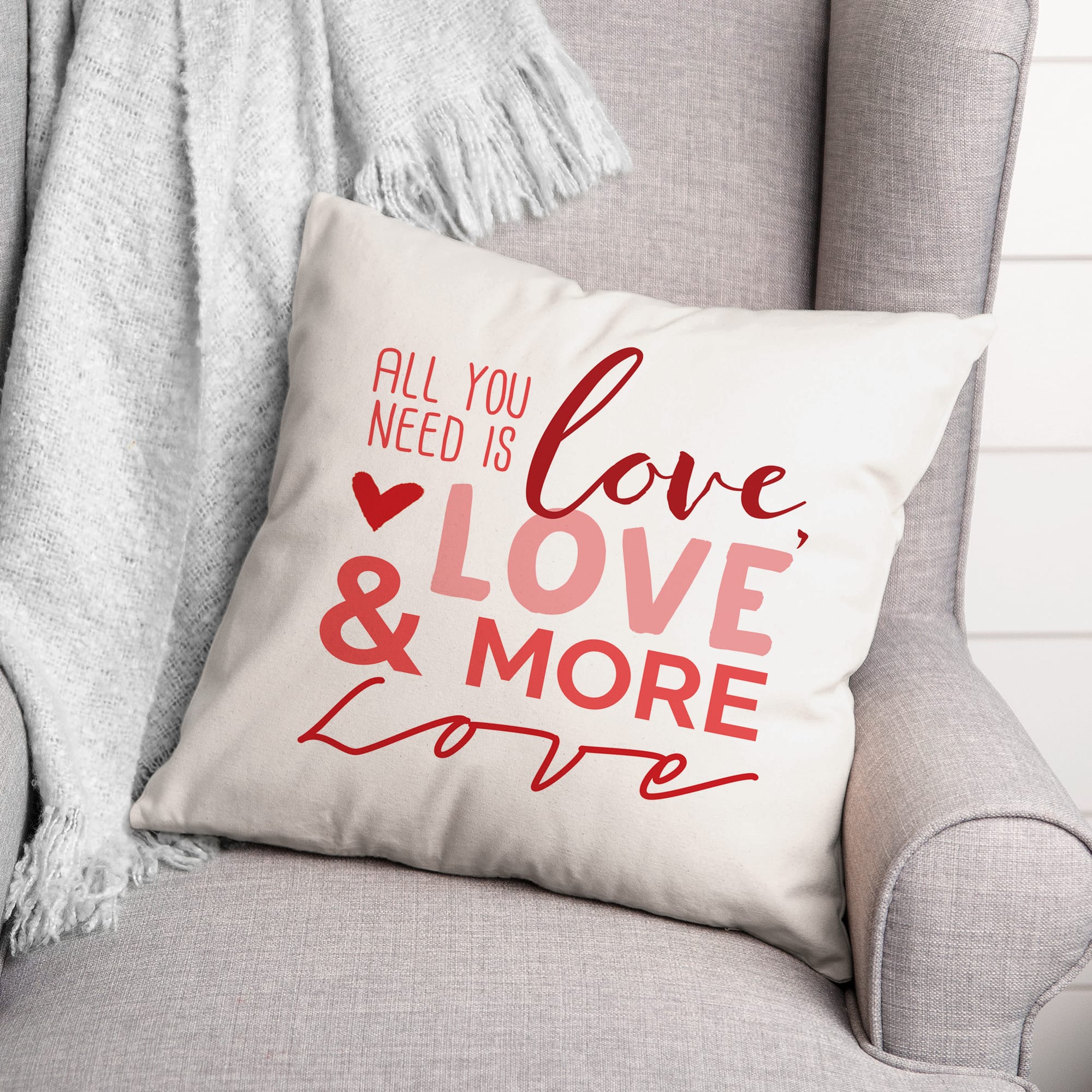 Love Type 16&#x22; x 16&#x22; Throw Pillow