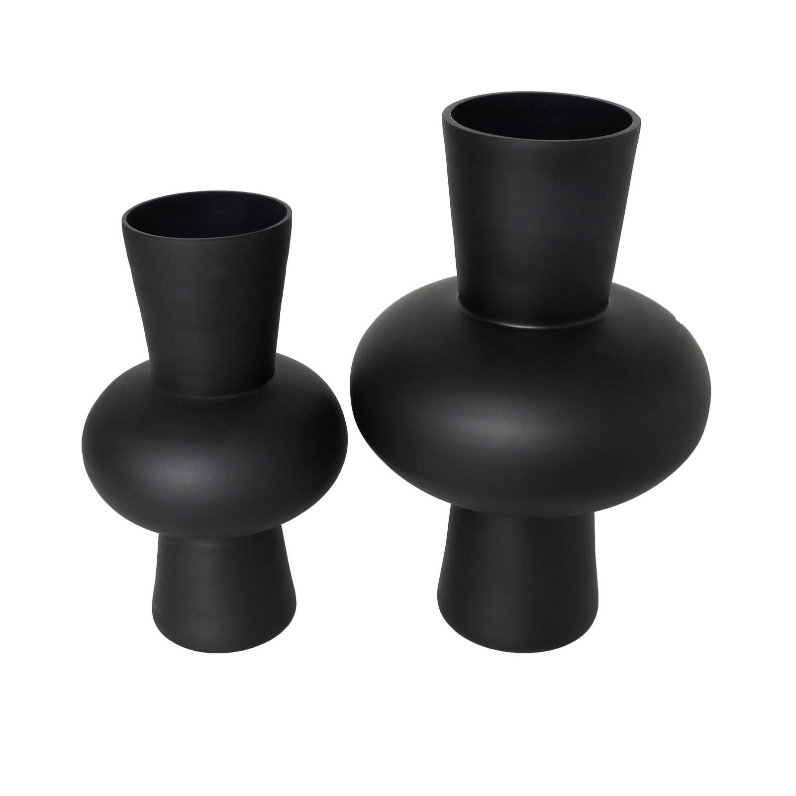 Black Glass Trumpet Vase Set