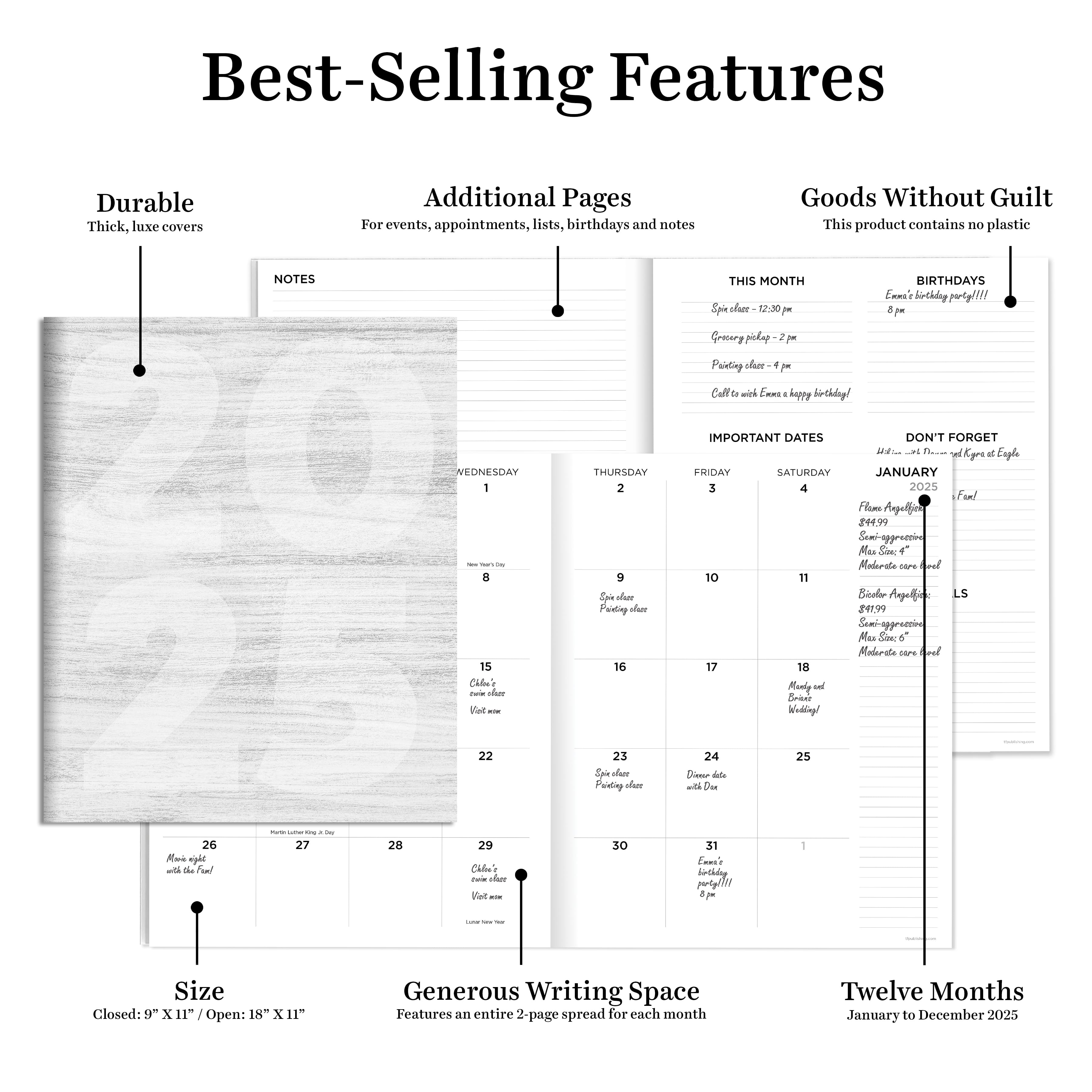 TF Publishing 2025 Driftwood Large Monthly Planner