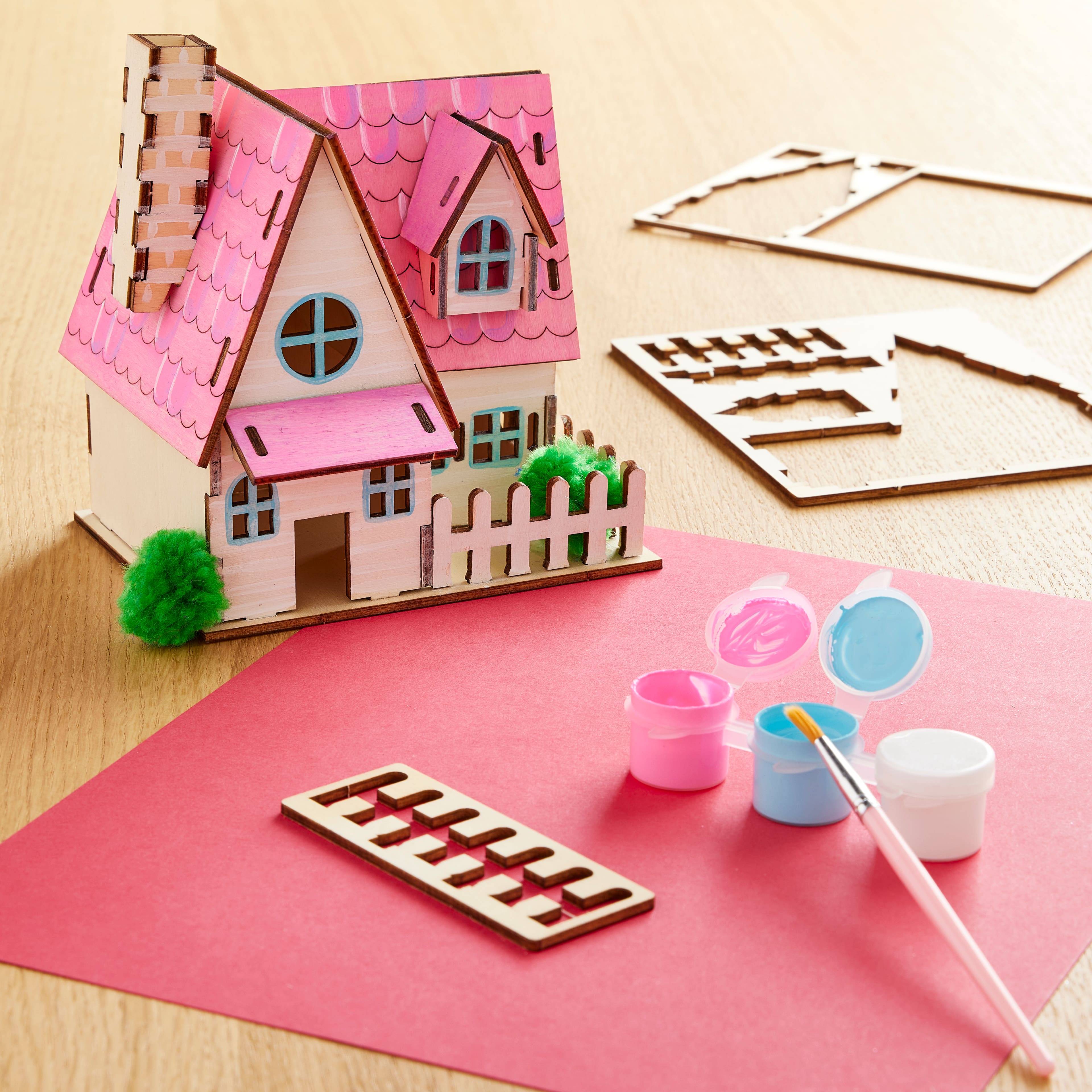 12 Pack: House Color-In 3D Wood Puzzle by Creatology&#x2122;