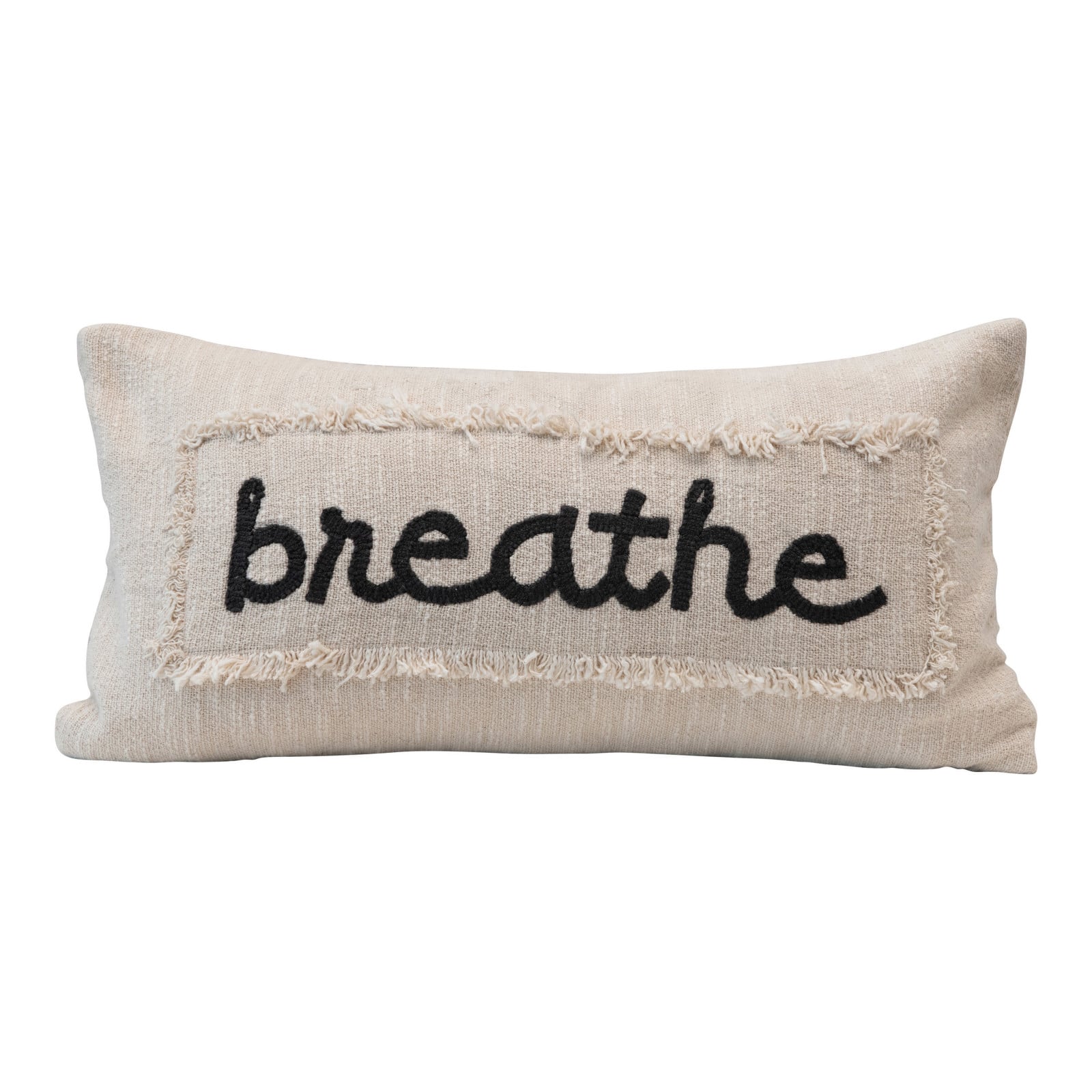 Cream &#x26; Charcoal Embroidered Breathe Pillow