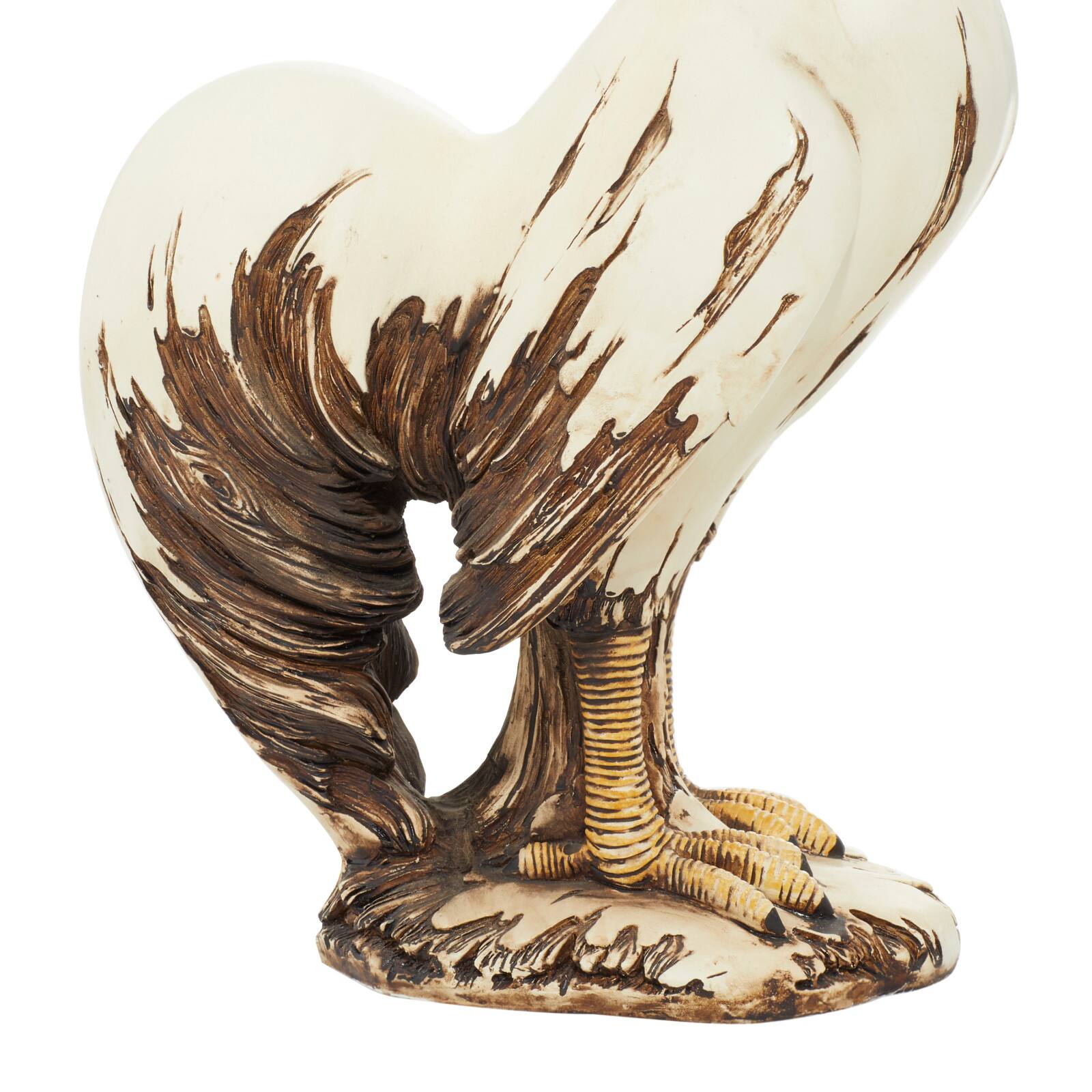 15&#x22; White Rooster Garden Sculpture