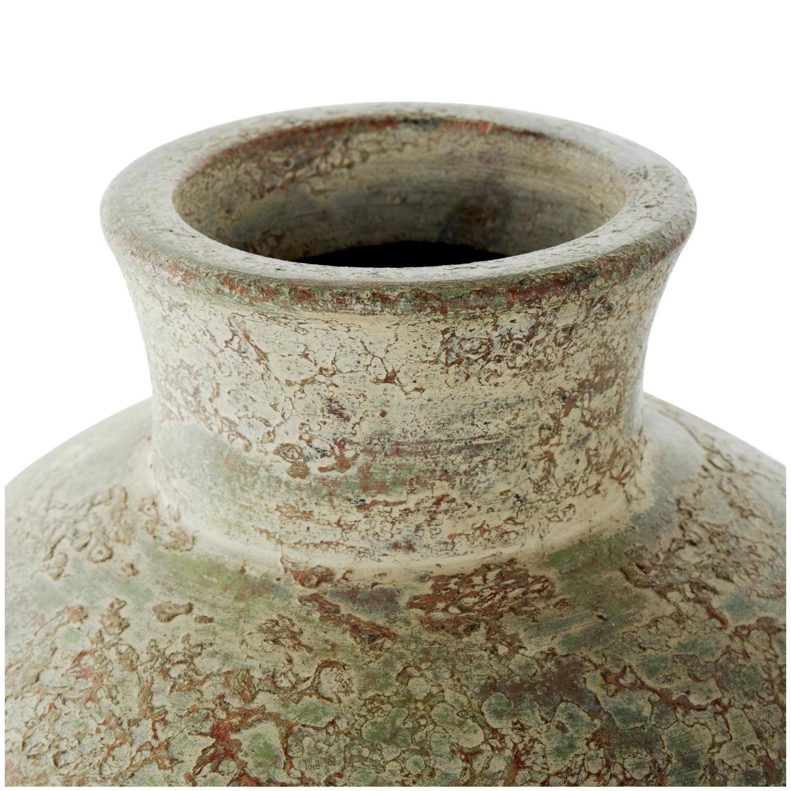 Brown Ceramic Vase with Green Accents