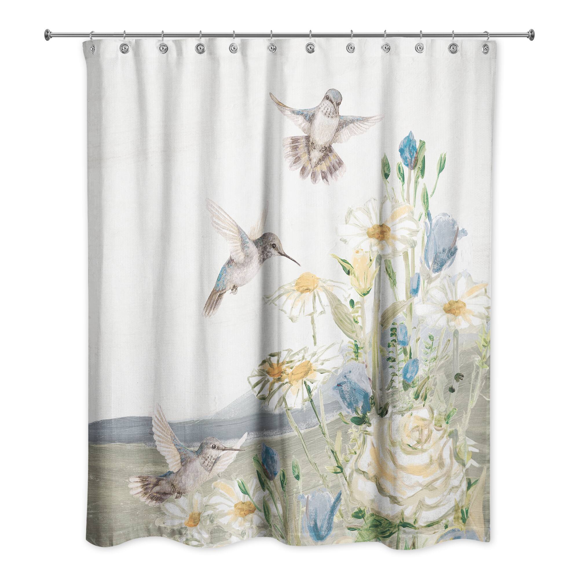 Hummingbirds with Flowers 71&#x22; x 74&#x22; Shower Curtain