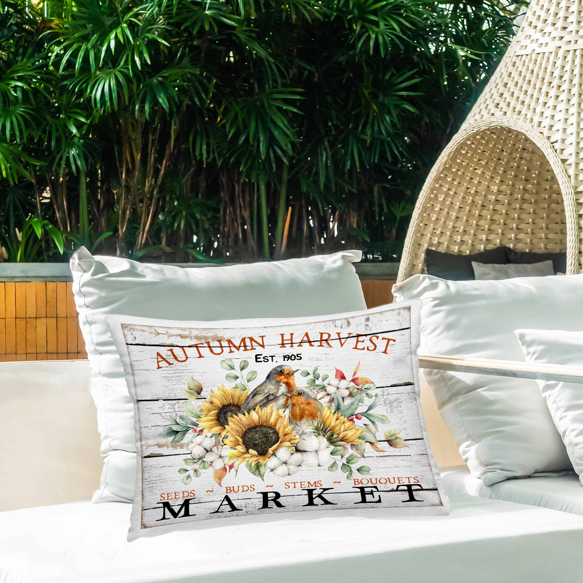 Stupell Industries Autumn Harvest Market Outdoor Printed Pillow