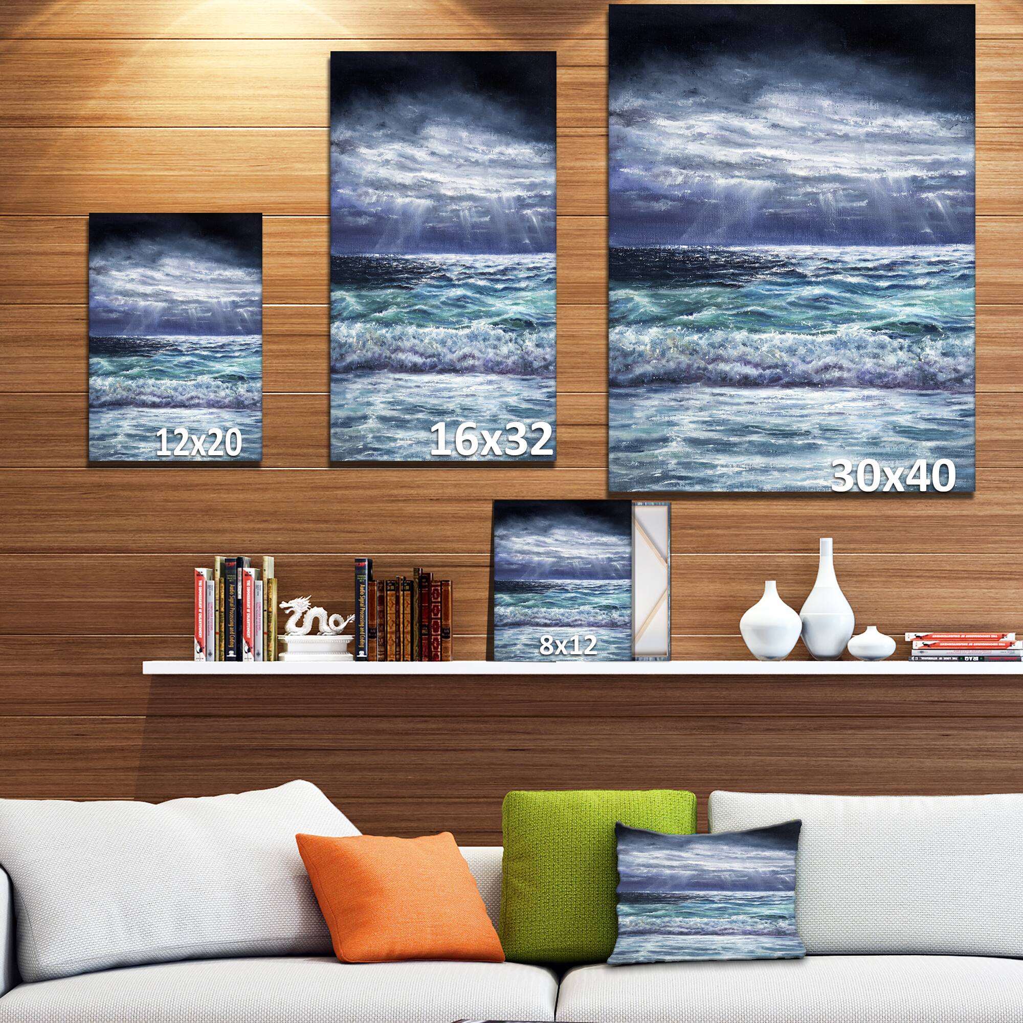 Designart - Ocean storm waves - Sea & Shore Painting Print on Wrapped Canvas
