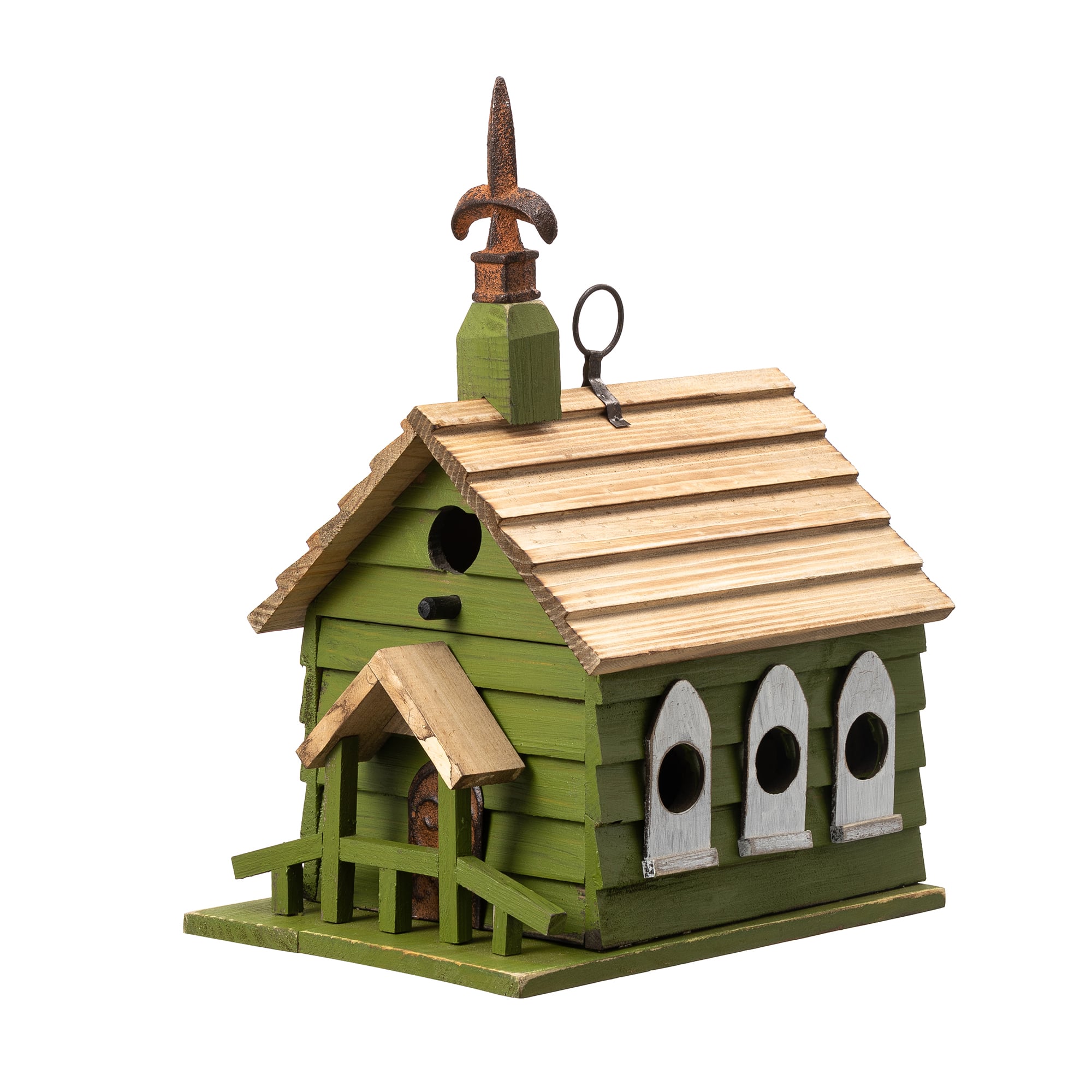 Glitzhome&#xAE; 11&#x22; Oversized Distressed Wood Church Birdhouse