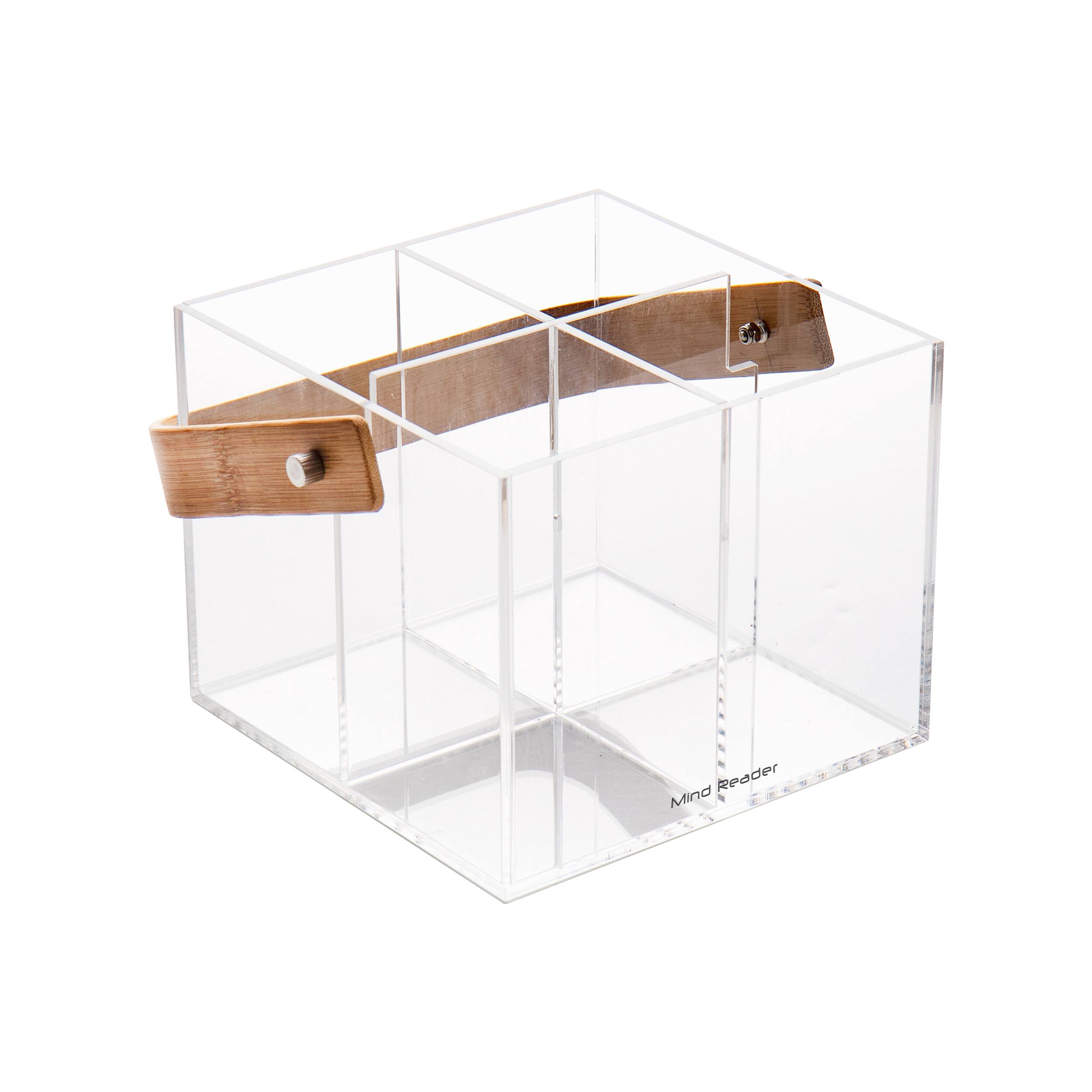 Mind Reader Modern Collection 4-Compartment Rayon from Bamboo and Acrylic Utensil Caddy