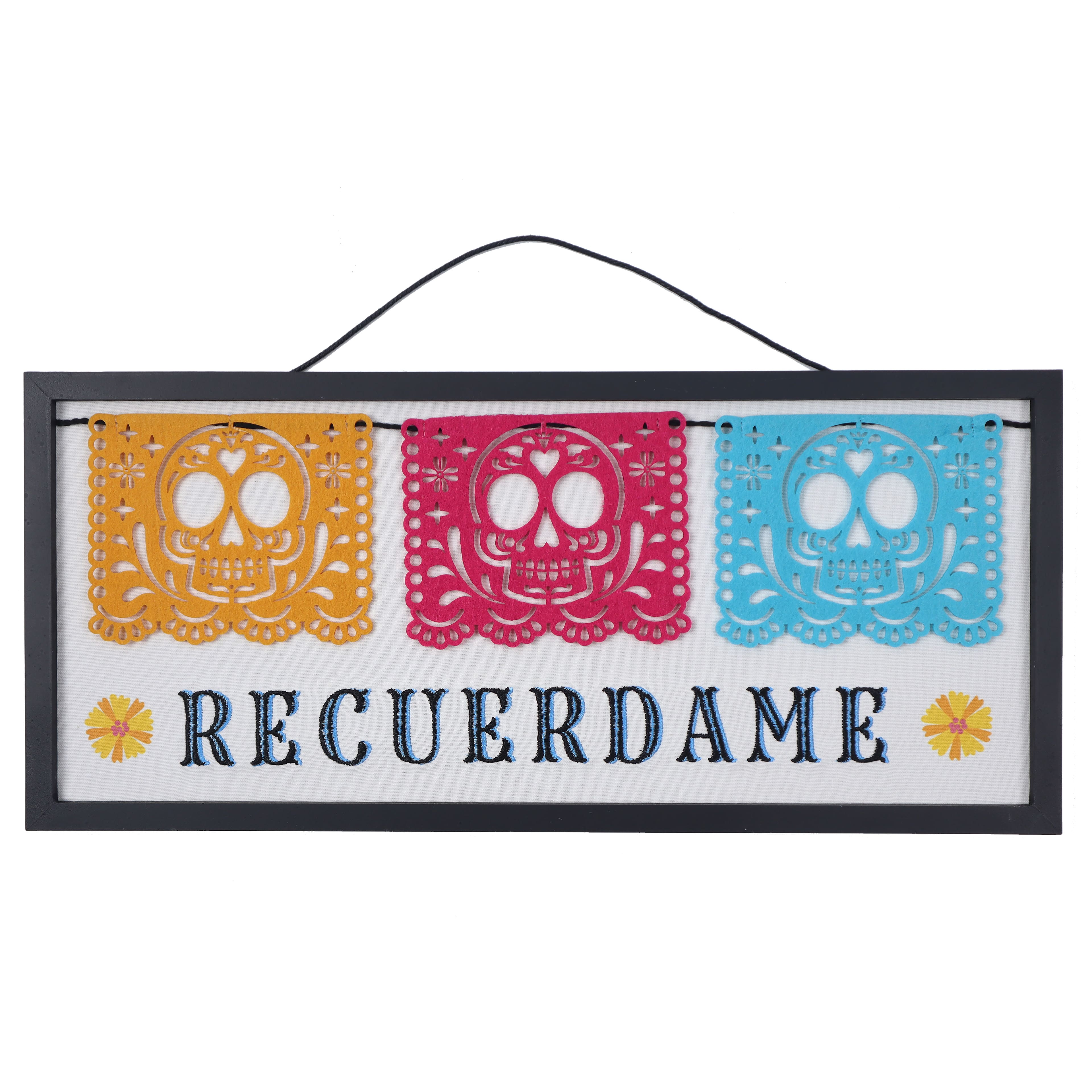 18&#x22; Day of the Dead Recuerdame Wall Sign in Black Frame by Ashland&#xAE;