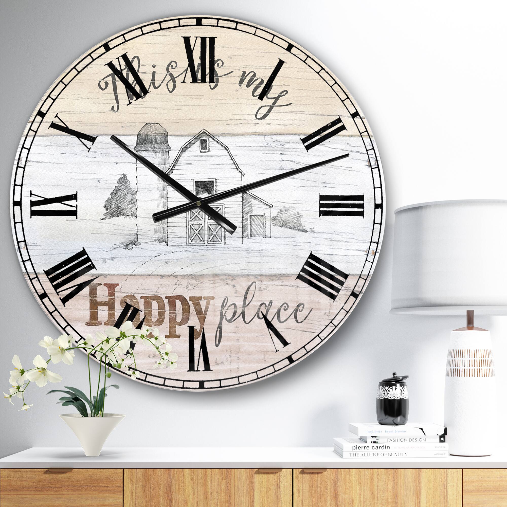 Designart &#x27;Farmhouse Moment Barns Farmhouse Wall Clock