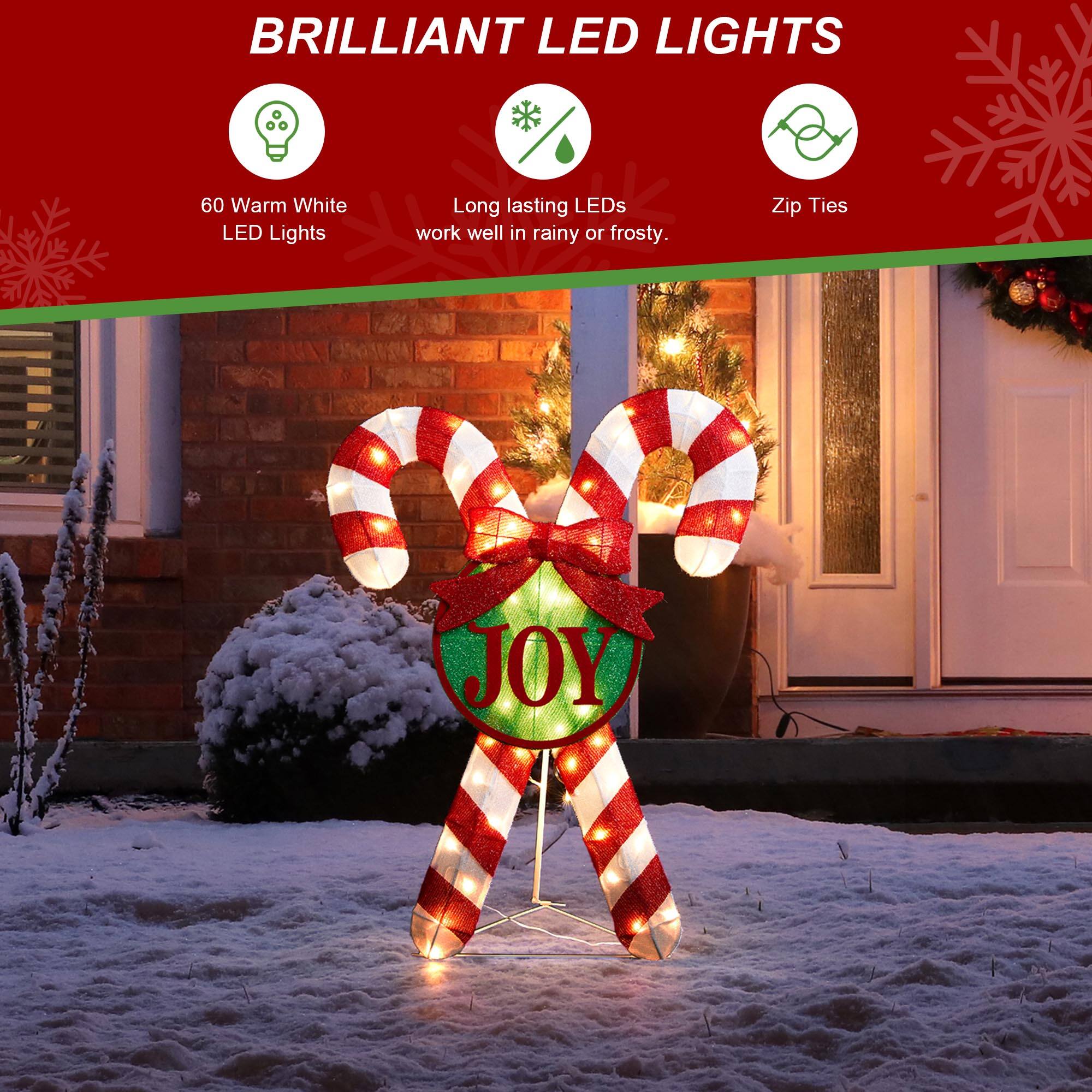 Glitzhome&#xAE; 3ft. Lighted Christmas Candy Cane Outdoor D&#xE9;cor