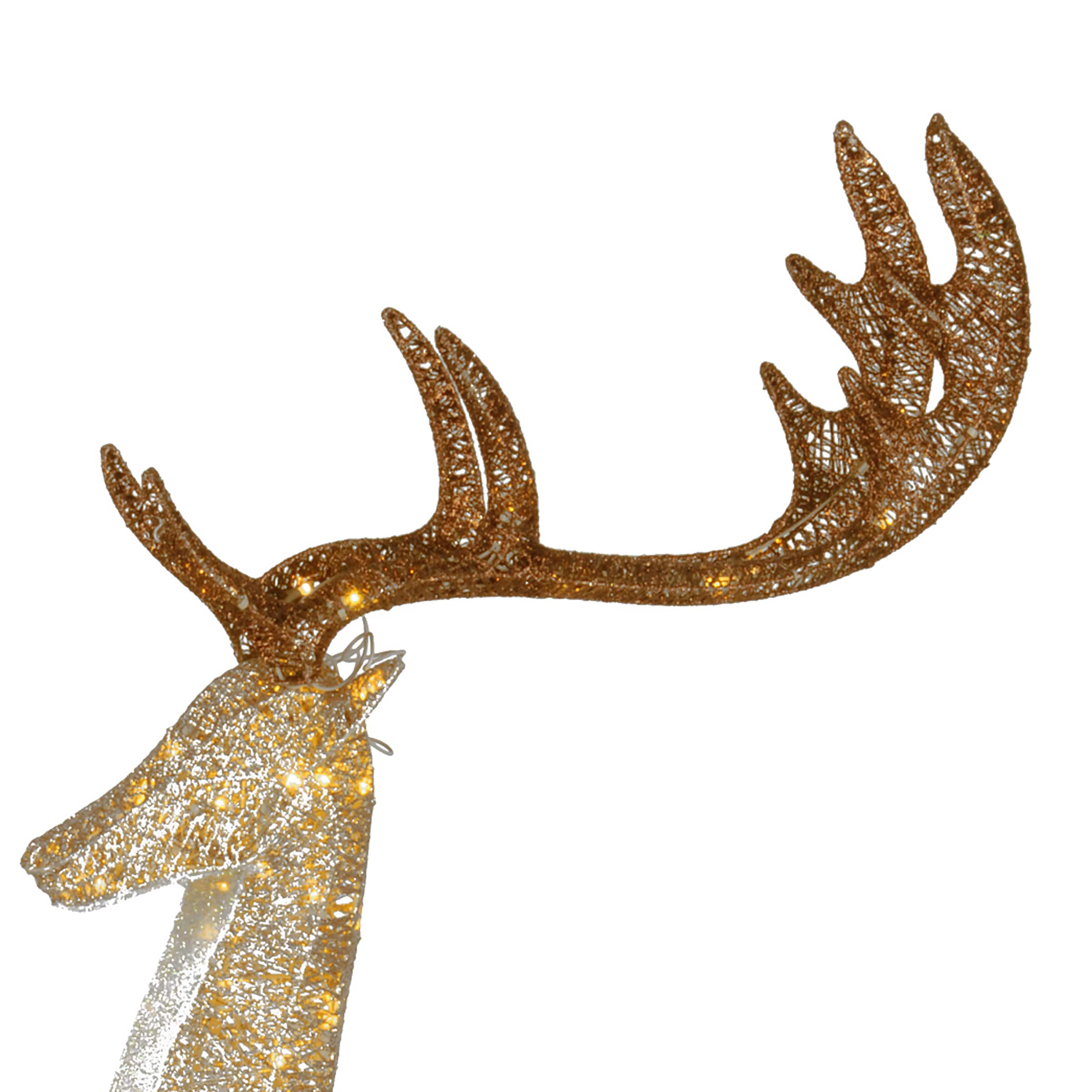 55&#x22; Crystal Champagne Standing Buck, White Twinkling LED Lights