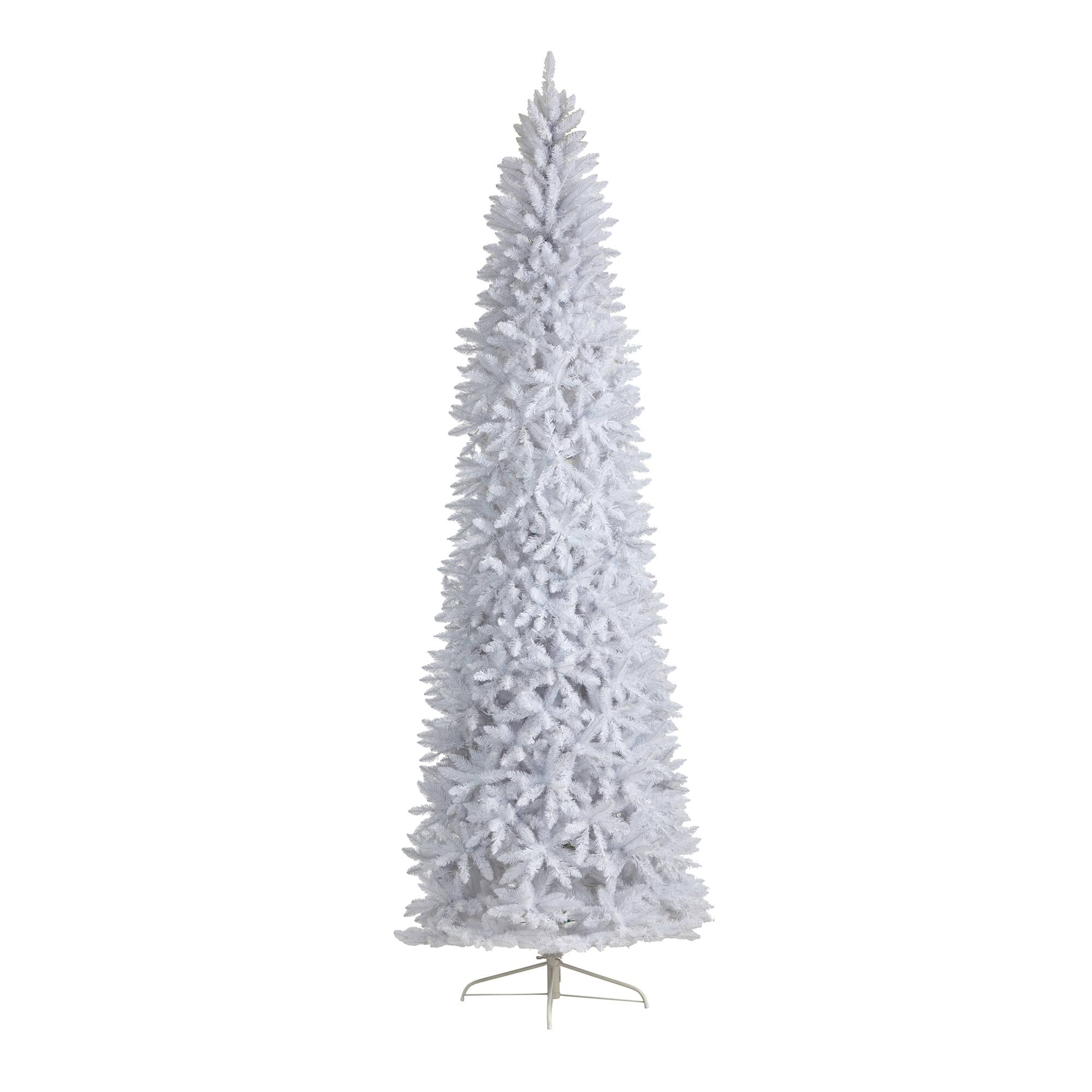 10ft. Pre-Lit Slim White Artificial Christmas Tree, Warm White LED Lights