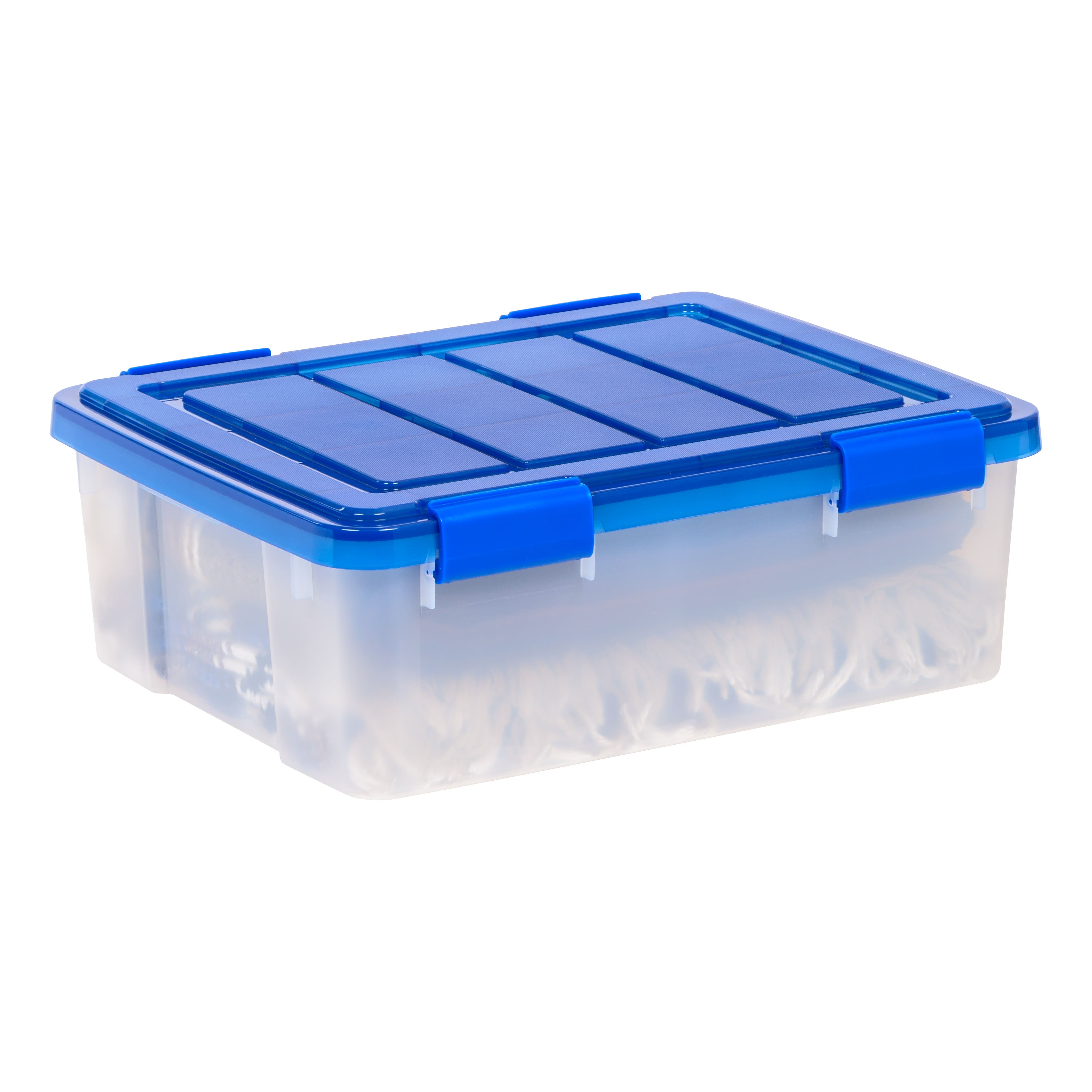 IRIS&#xAE; WeatherPro&#x2122; 26.5qt. Clear Heavy Duty Plastic Storage Bin with Blue Lid