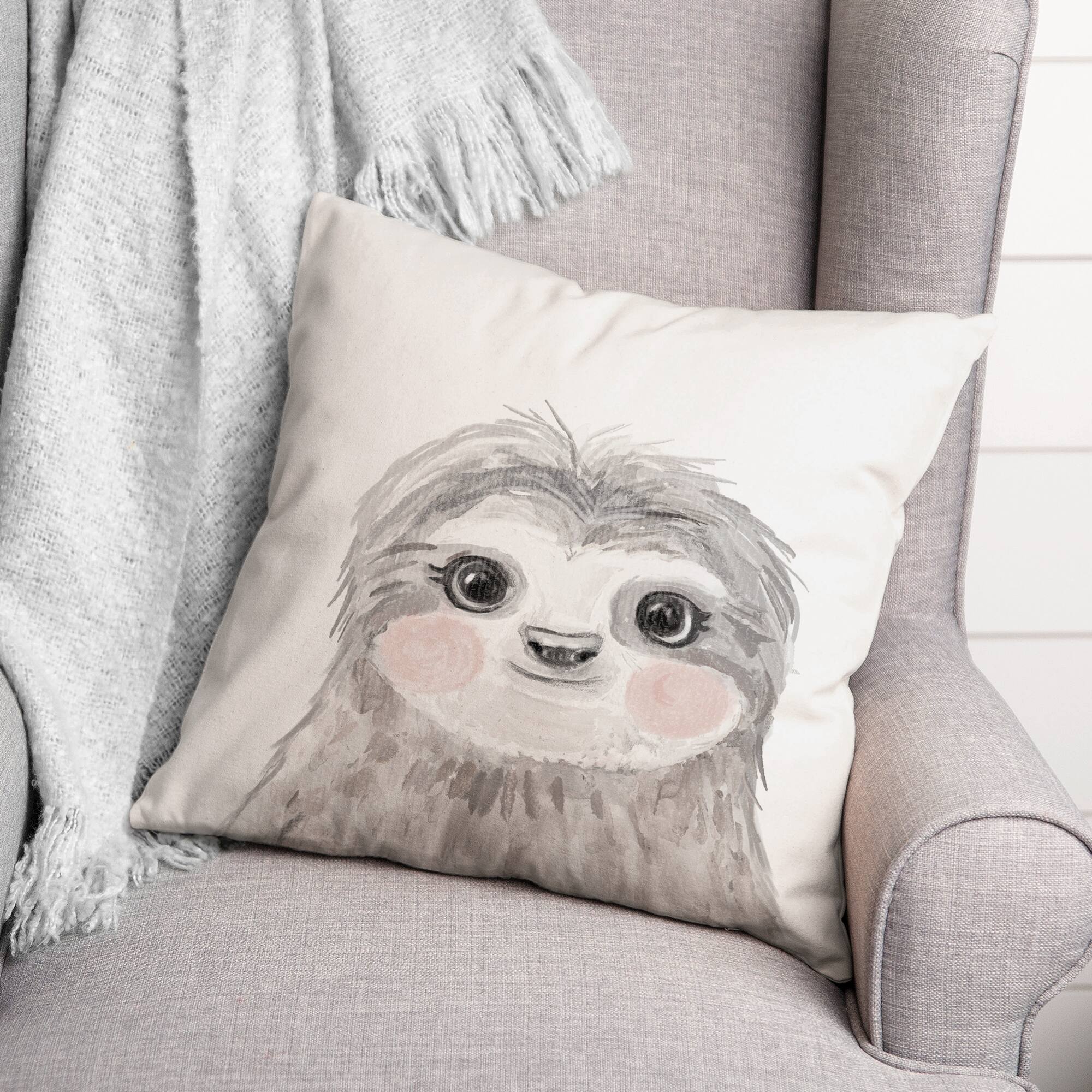 Baby Sloth 18" x 18" Throw Pillow