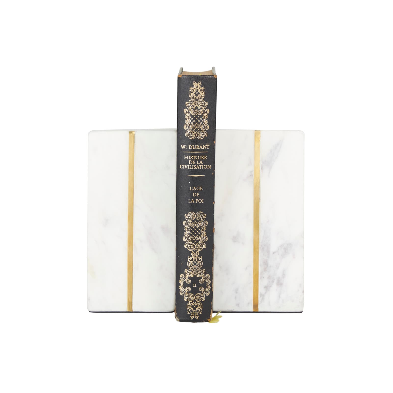 CosmoLiving by Cosmopolitan White Marble Glam Bookends, 6" x 3" x 2"