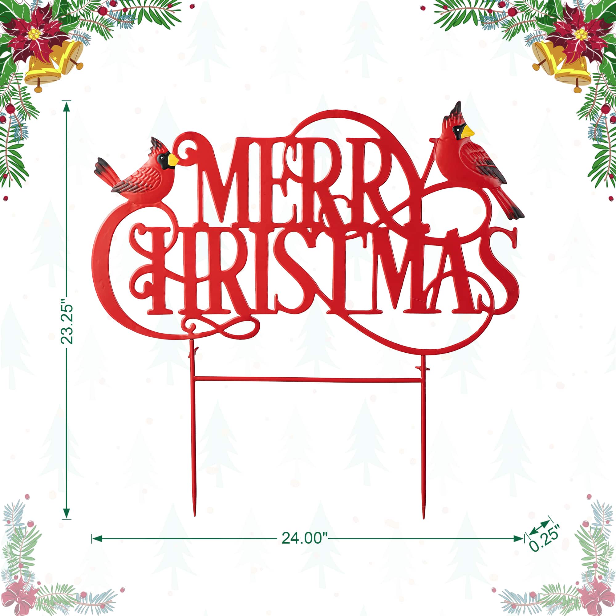 Glitzhome&#xAE; 2ft. Merry Christmas Metal Yard Stake
