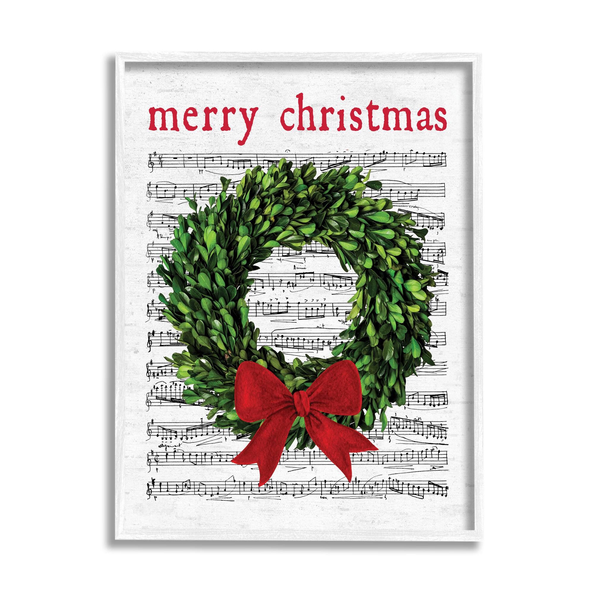 Stupell Industries Merry Christmas Song Wreath Framed Giclee Art