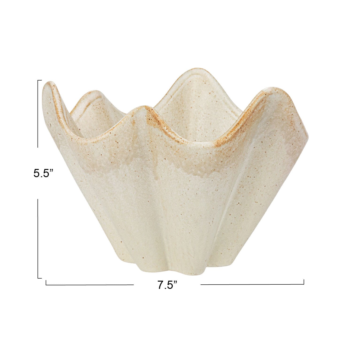 Hello Honey® 7.5" Cream Reactive Glaze Round Stoneware Ruffled Bowl