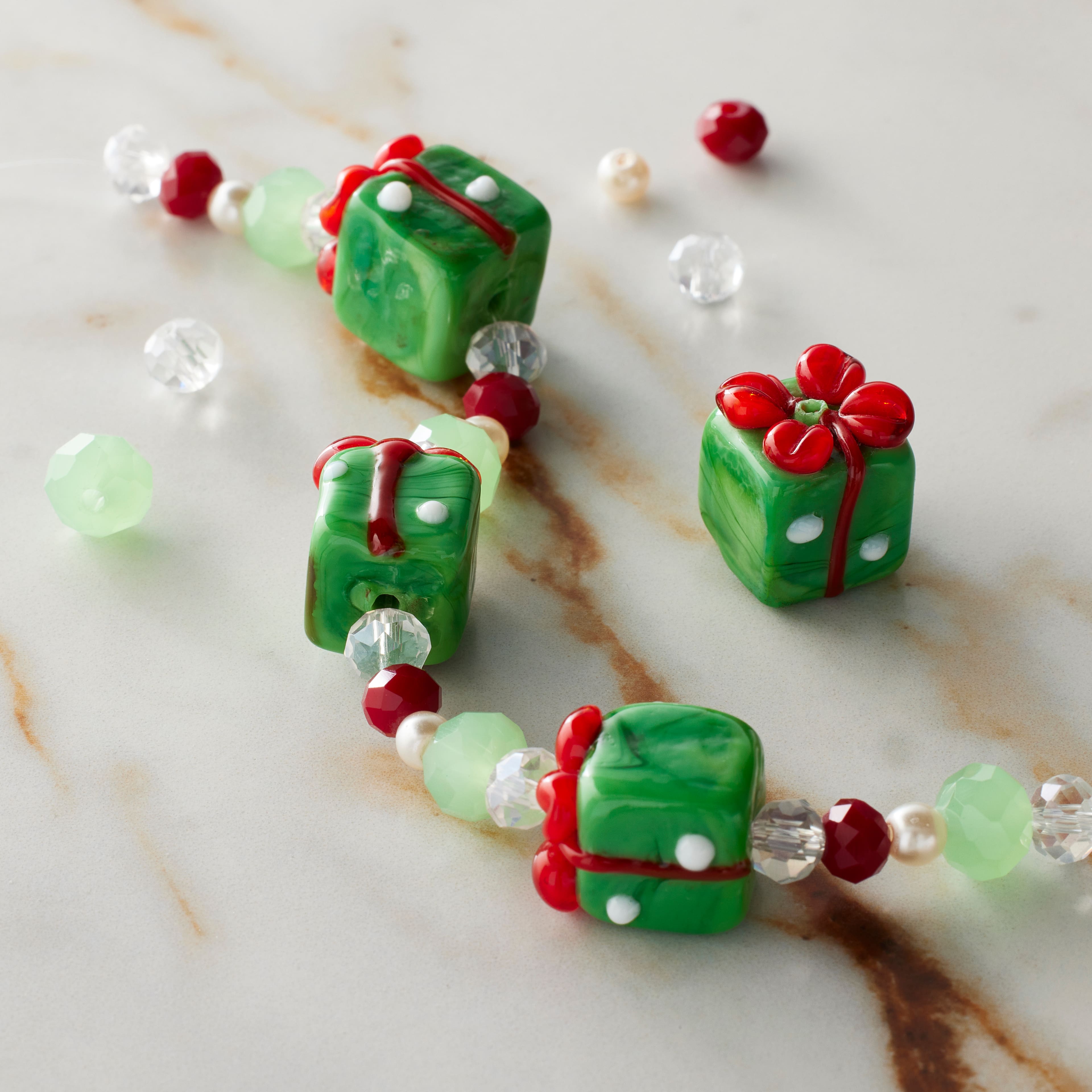 Green Gift Box Lampwork Glass Bead Mix by Bead Landing™