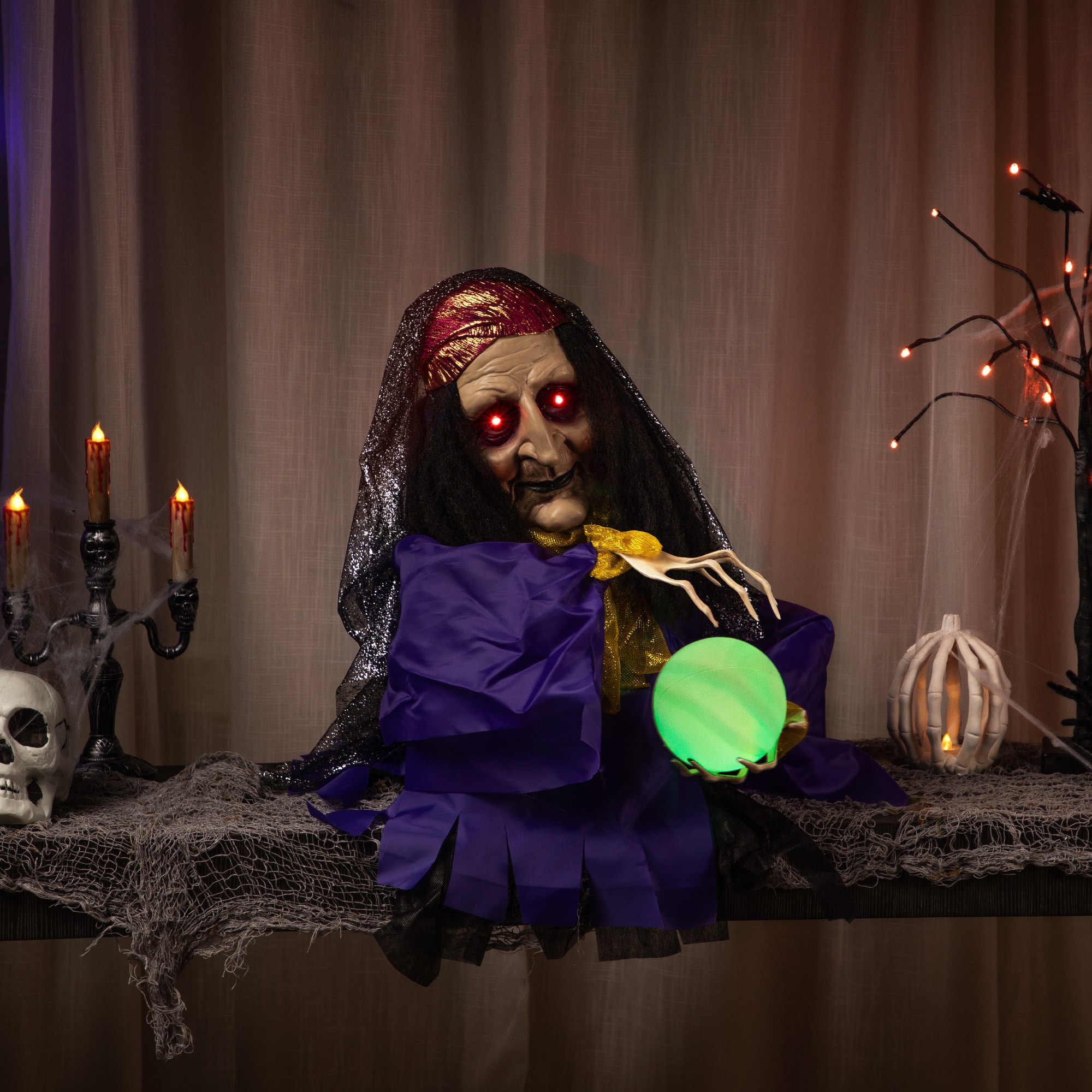 20" Lighted & Animated Fortune Teller Halloween Decoration