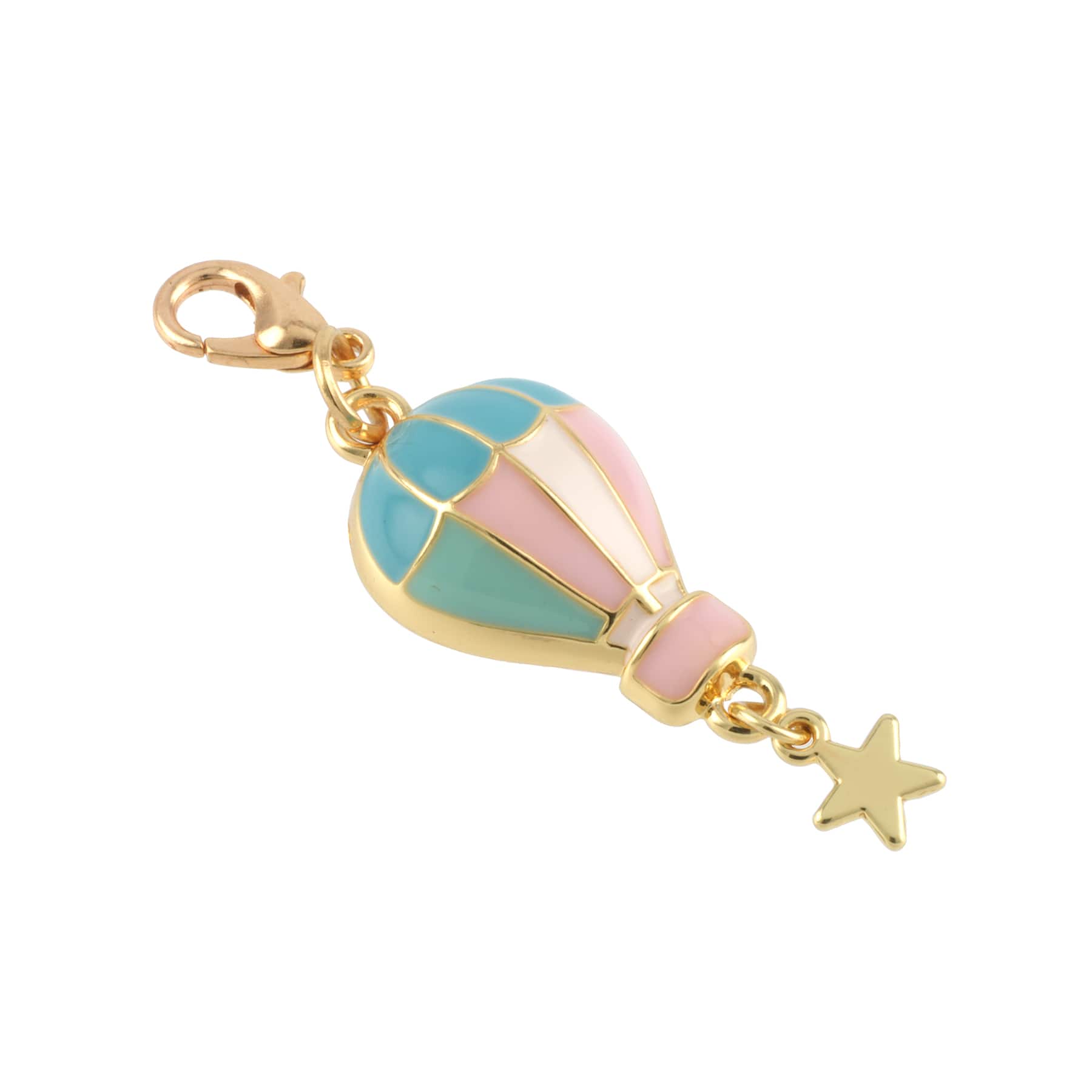 12 Pack: Gold, Pink & Blue Hot Air Balloon Charm by Bead Landing™
