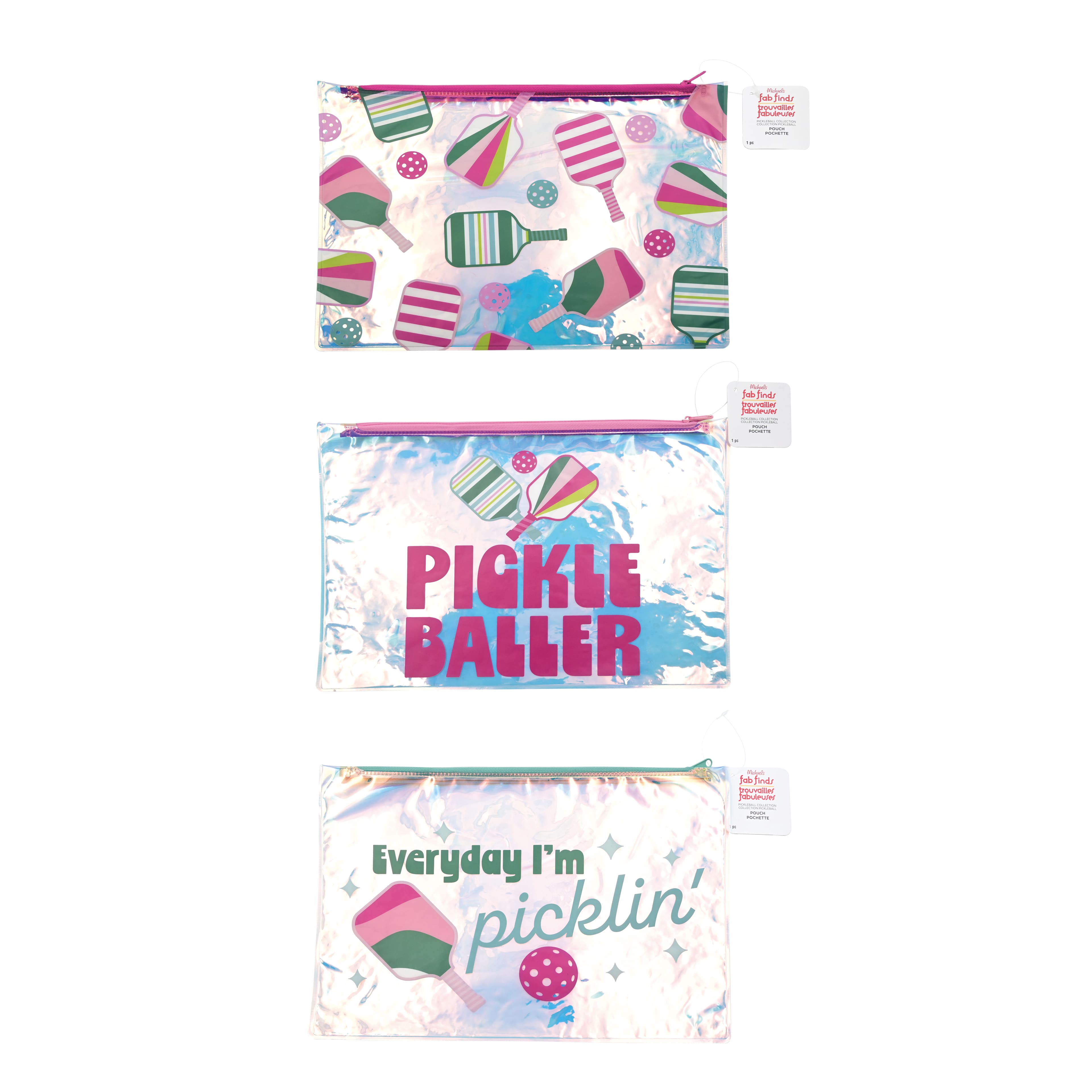 Assorted 5&#x22; x 7&#x22; Pickleball Iridescent Pouch, 1pc. by Fab Finds