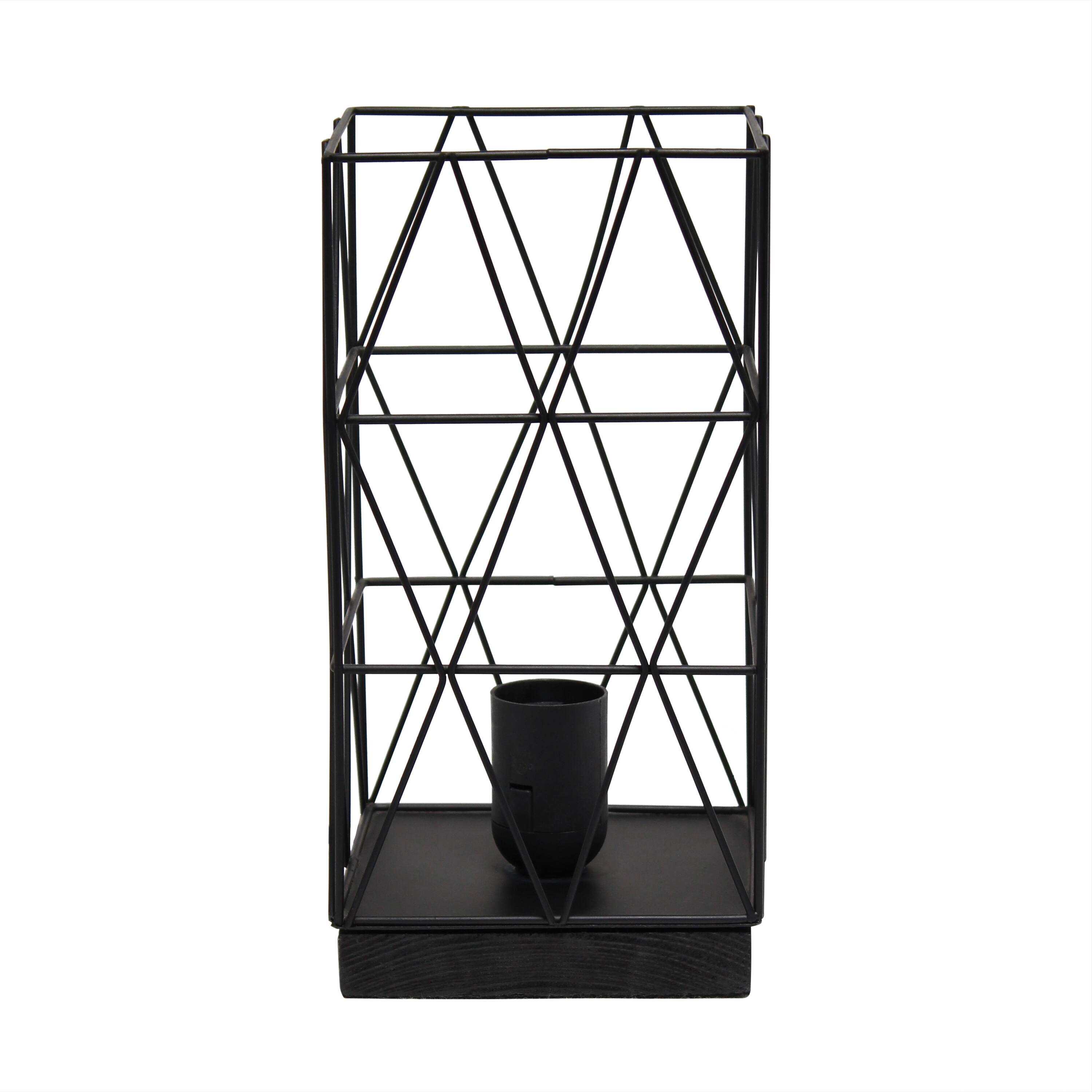 Simple Designs 10" Geometric Square Metal Table Lamp